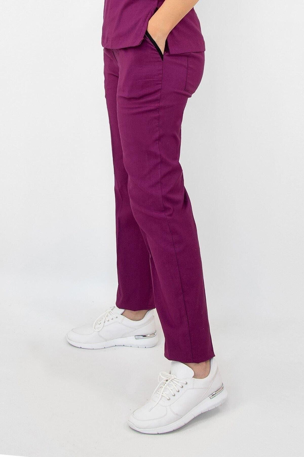 Doktor Hemşire Forması Açık Mürdüm Likralı Tek Alt Forma Scrubs Greys-Nur Medikal Giyim