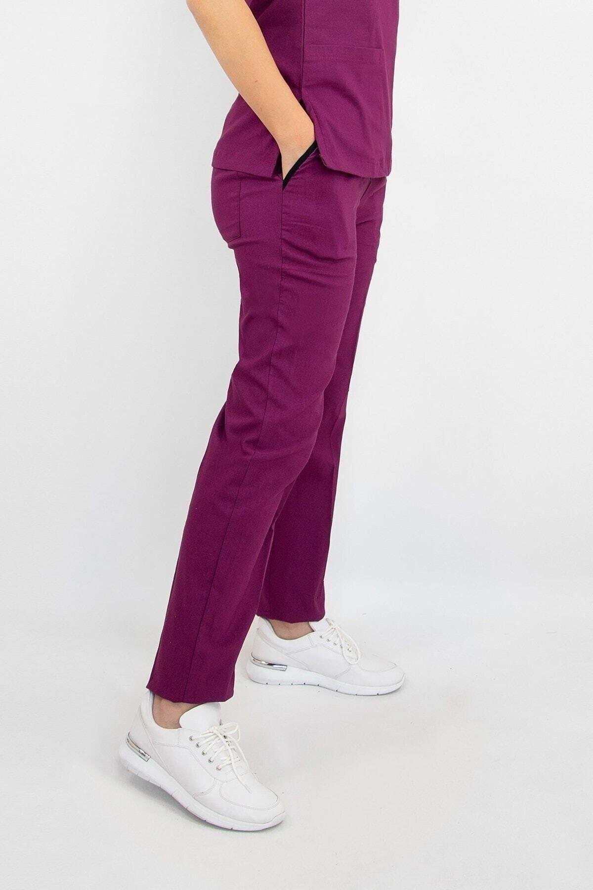 Doktor Hemşire Forması Açık Mürdüm Likralı Tek Alt Forma Scrubs Greys-Nur Medikal Giyim