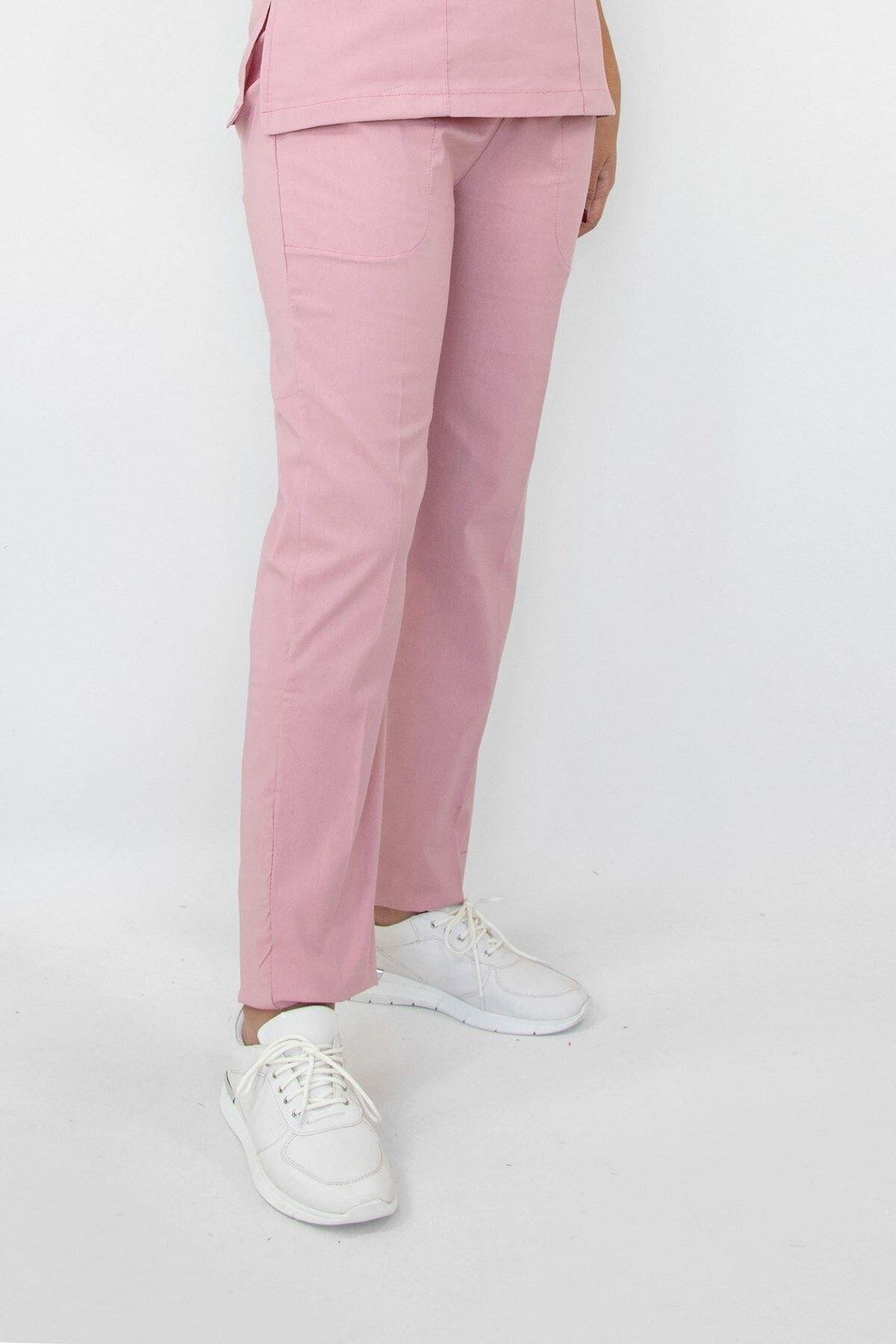 Doktor, Hemşire Forması Açık Pudra Likralı Tek Alt Forma Scrubs, Greys-Nur Medikal Giyim