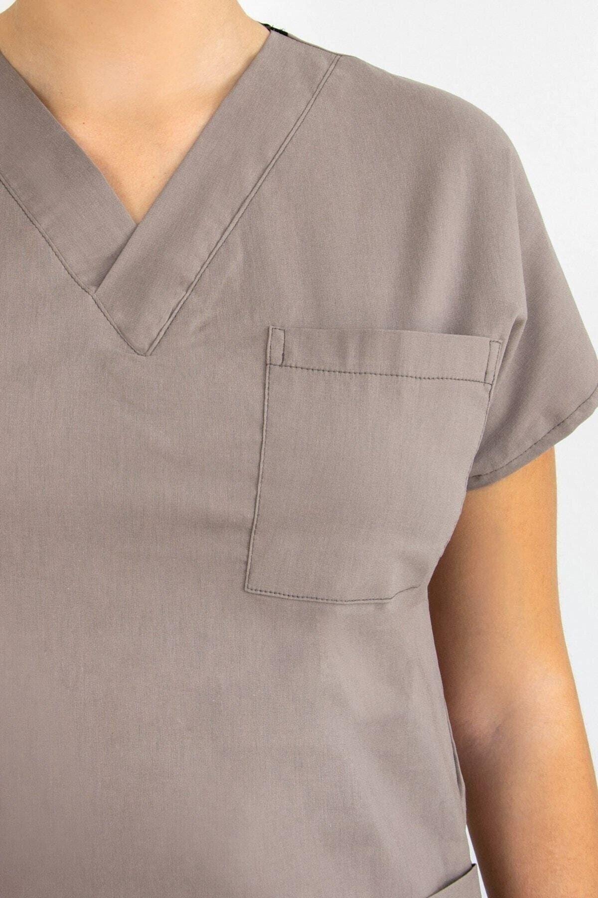 Doktor Hemşire Forması Vizon Likralı Alt Üst Takım Forma Scrubs Greys-Nur Medikal Giyim