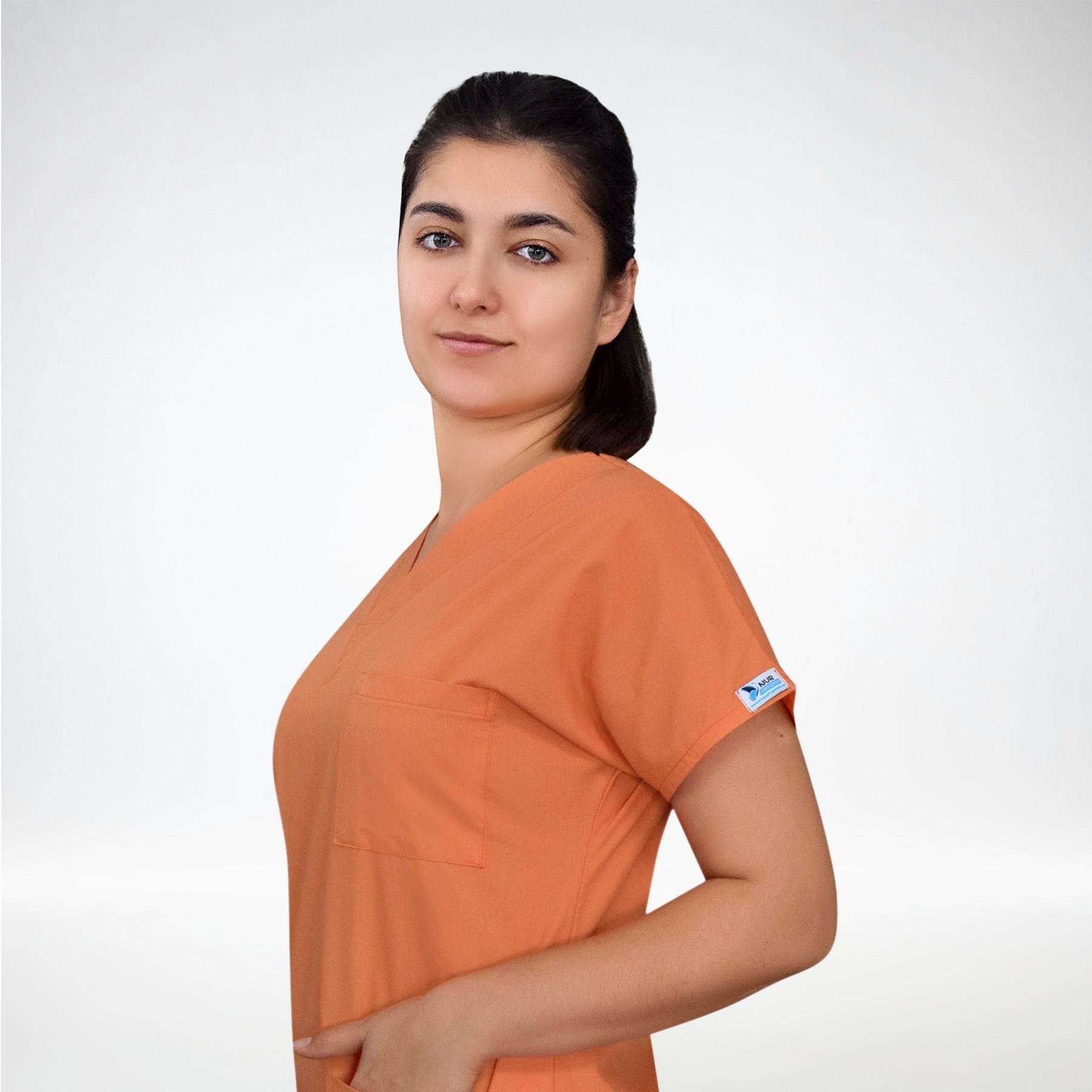 Doktor Hemşire Hastane Forması Turuncu Terikoton Alt Üst Takım Forma Scrubs Greys-Nur Medikal Giyim