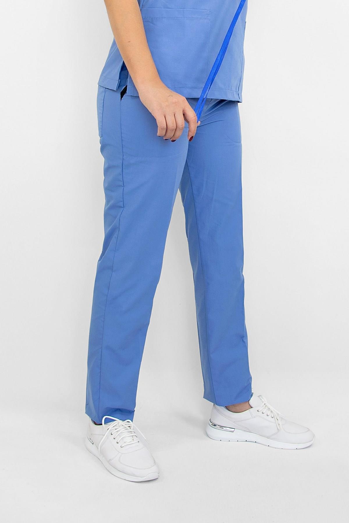 Dokuz Eylül Mavisi Likralı Tek Alt Pantolon-Nur Medikal Giyim