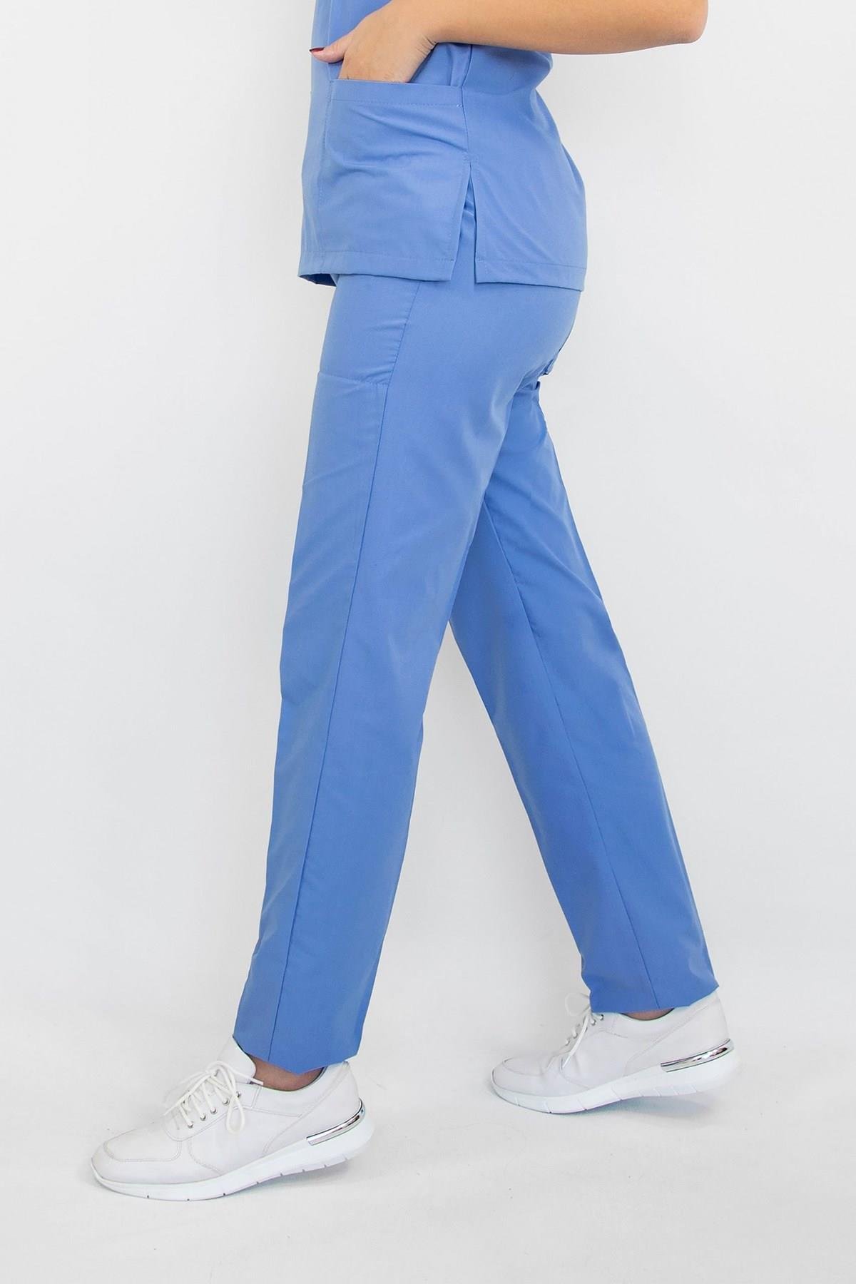 Dokuz Eylül Mavisi Likralı Tek Alt Pantolon-Nur Medikal Giyim