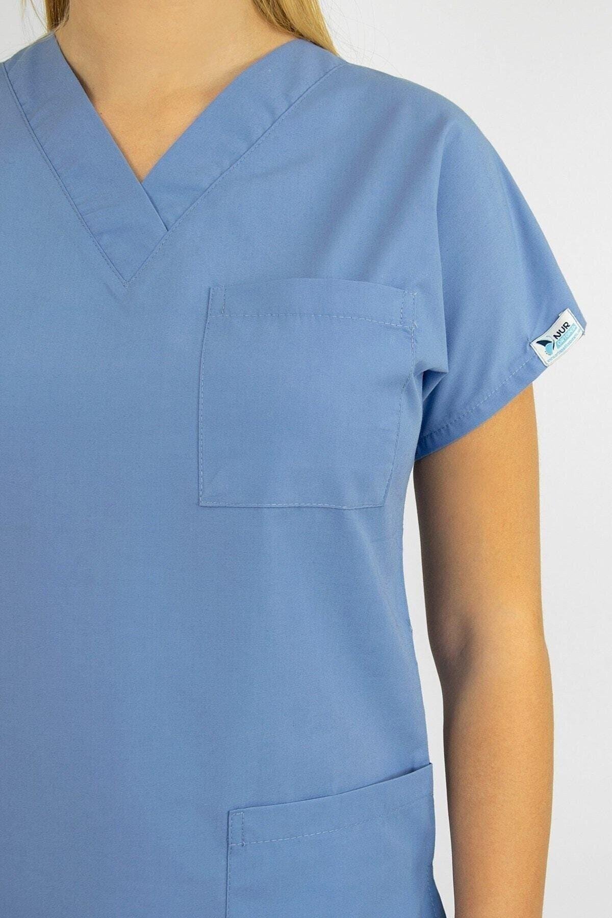 Dokuz Eylül Mavisi Terikoton Alt Üst Takım-Nur Medikal Giyim