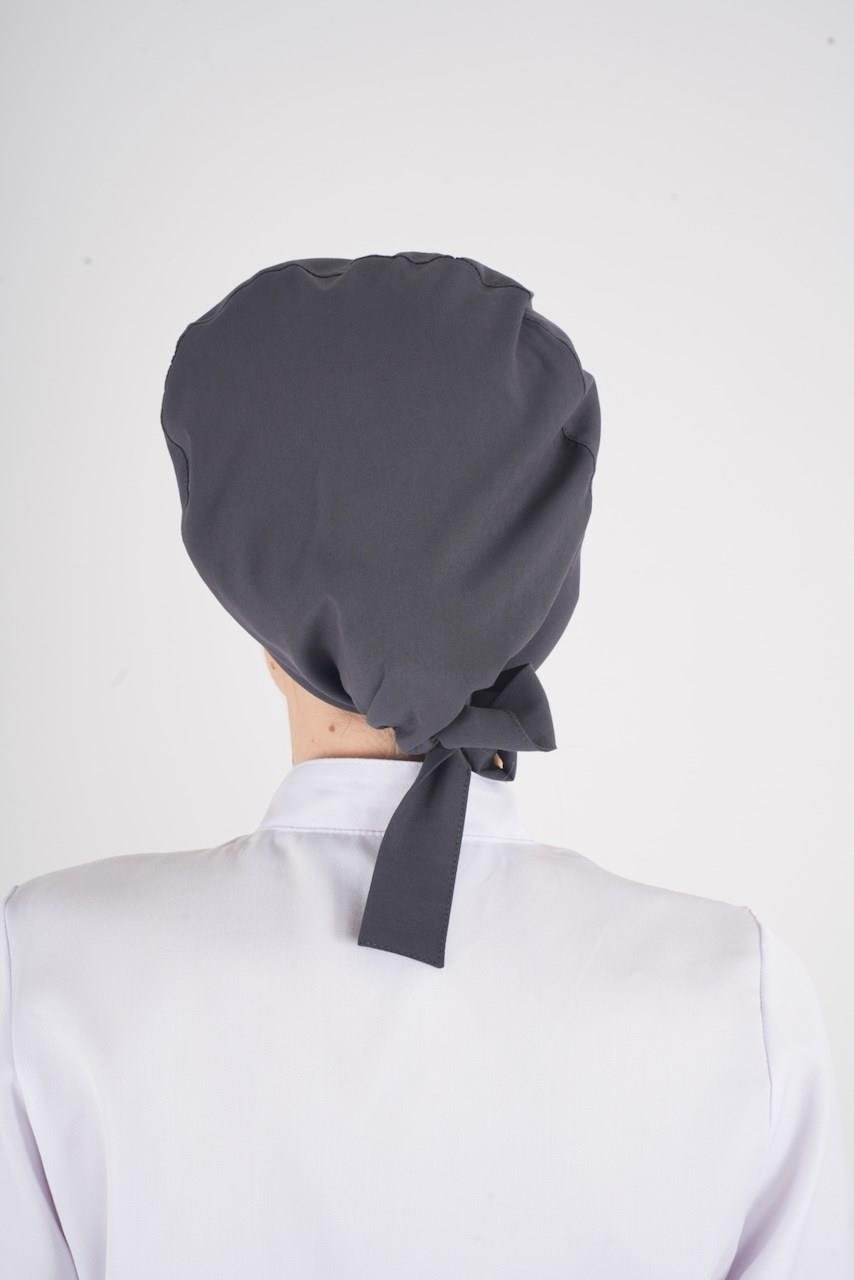 Düz Antrasit Tesettür Doktor Hemşire Hastane Aşçı Mutfak Cerrahi Bone-Nur Medikal Giyim