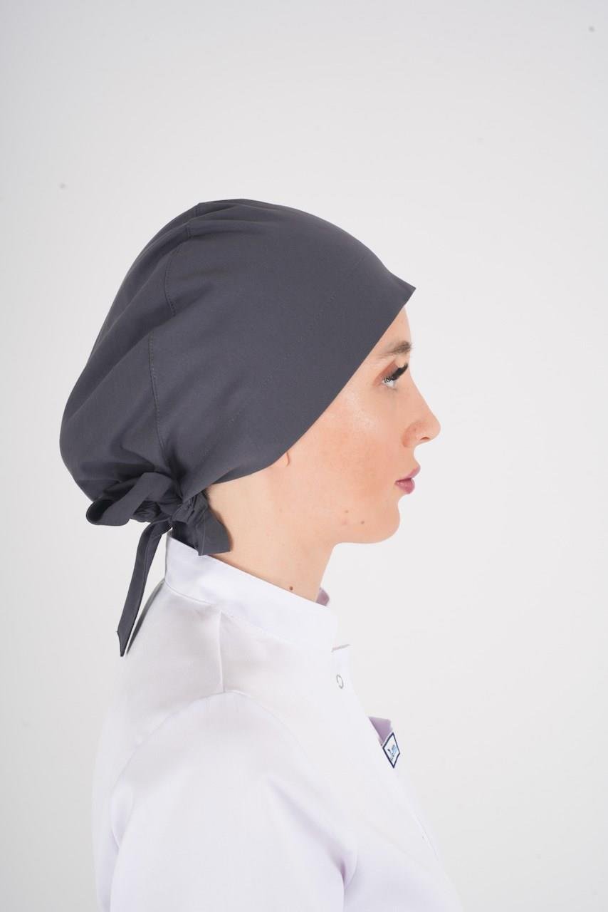 Düz Antrasit Tesettür Doktor Hemşire Hastane Aşçı Mutfak Cerrahi Bone-Nur Medikal Giyim