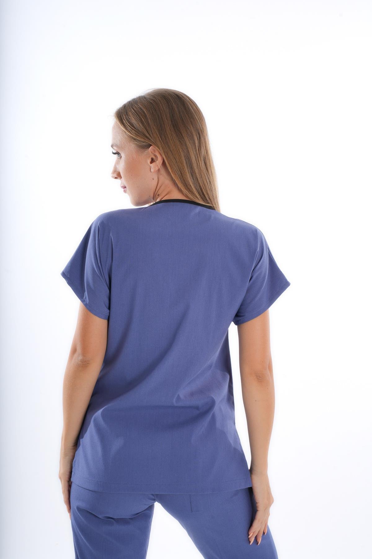 Fırtına Mavi Soft Likra Hemşire Doktor Cerrahi Takım Üniforma-Nur Medikal Giyim