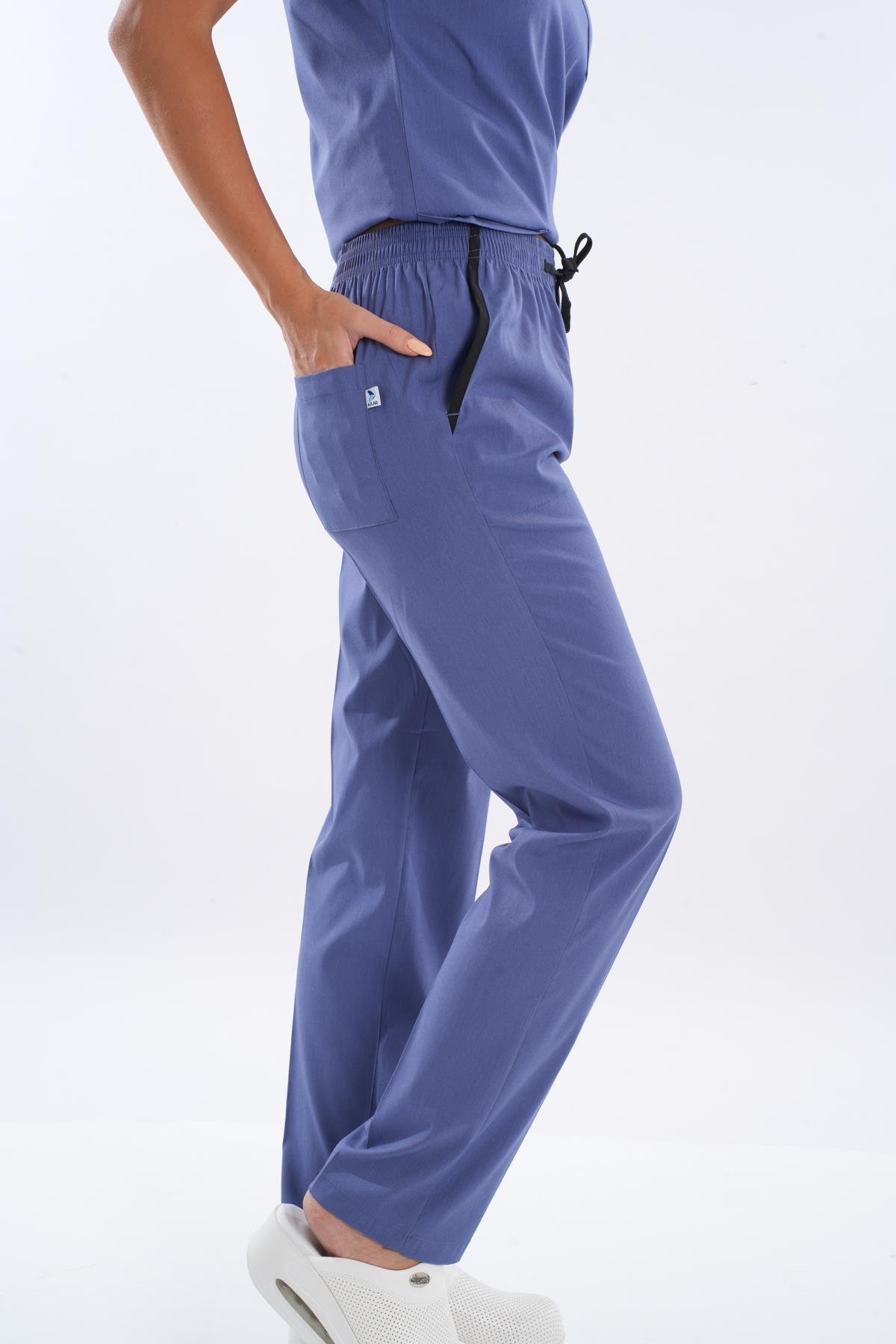 Fırtına Mavi Soft Likra Hemşire Doktor Cerrahi Takım Üniforma-Nur Medikal Giyim