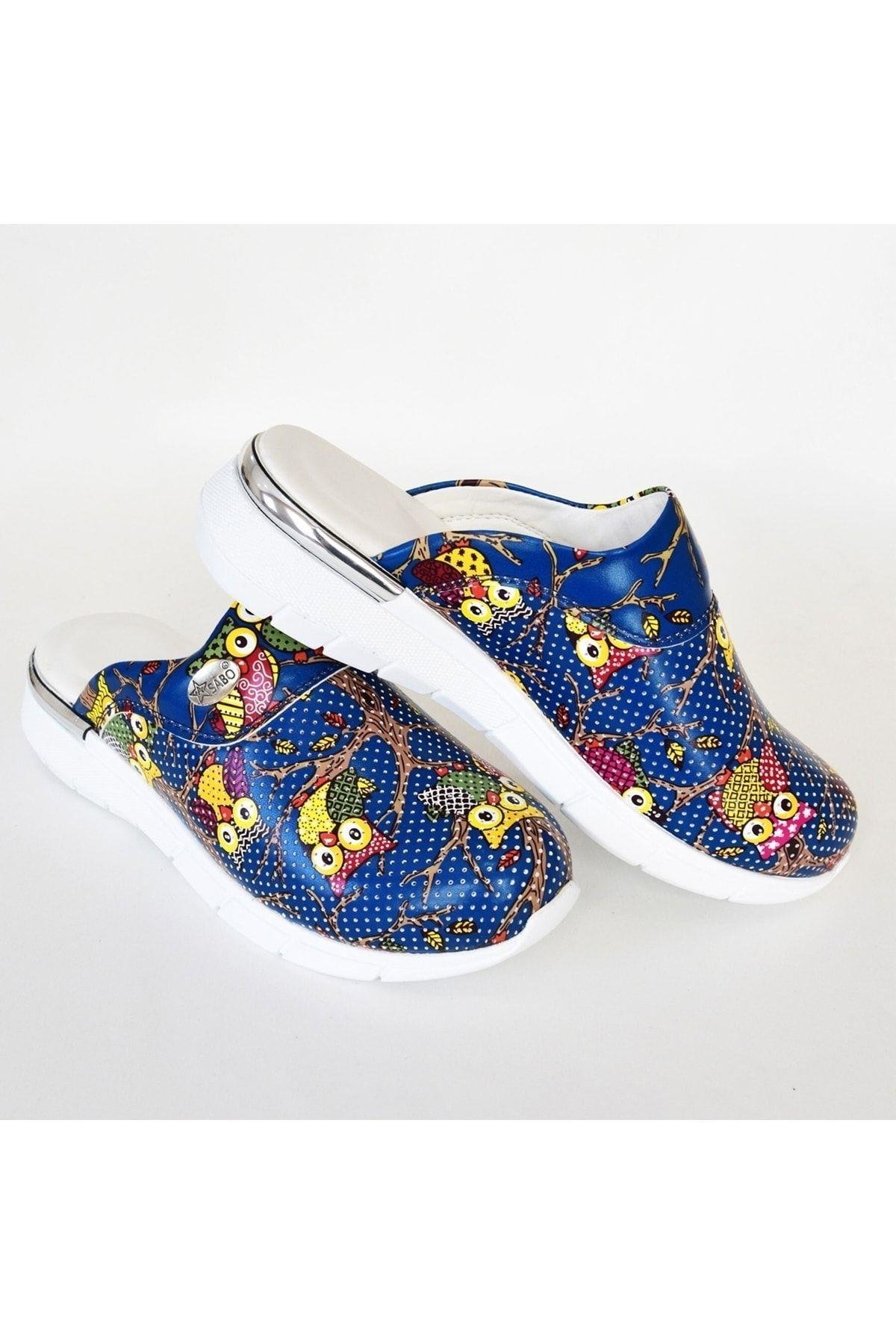 Gece Baykuş Temalı Ultra Hafif Comfort Taban Bayan Sabo Terlik-Nur Ortopedi