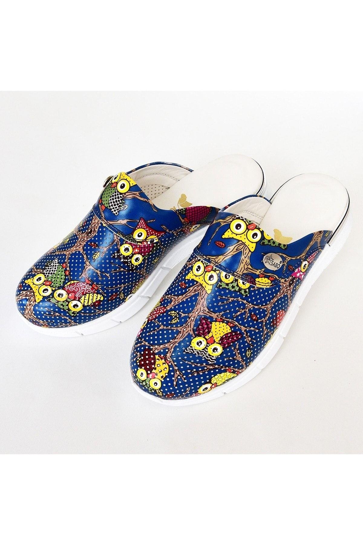 Gece Baykuş Temalı Ultra Hafif Comfort Taban Bayan Sabo Terlik-Nur Ortopedi