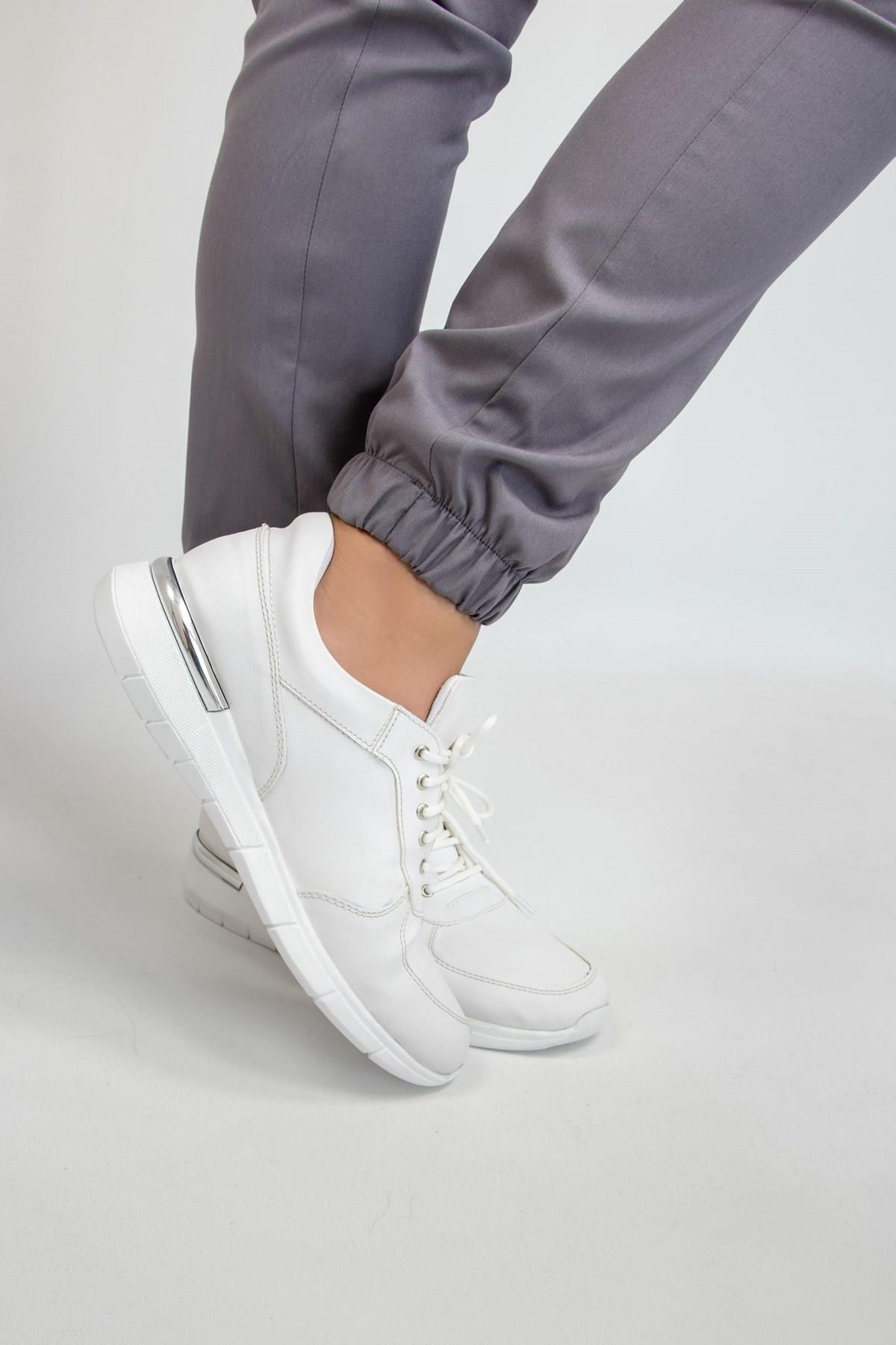 Gri Likralı Viskon Jogger Lastikli Paça Pantolon-Nur Medikal Giyim