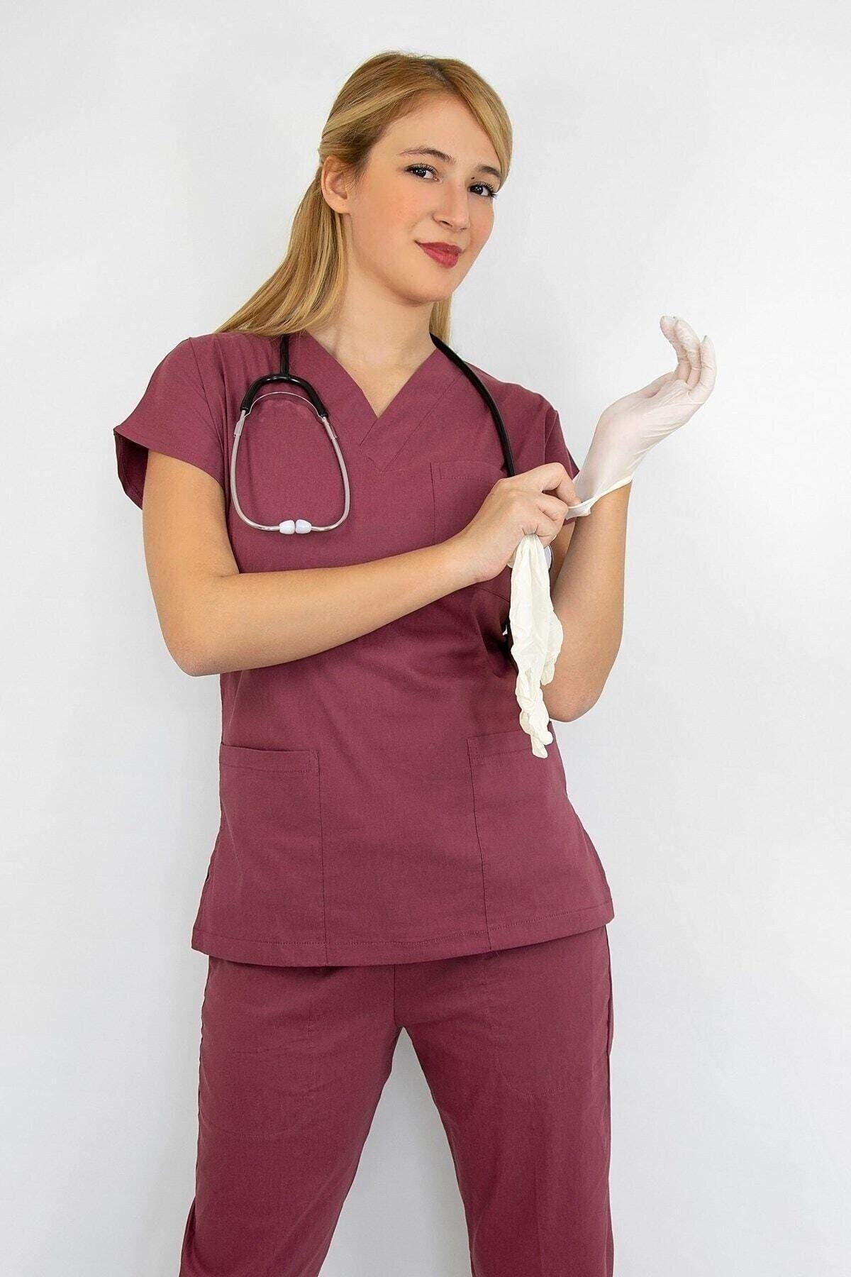 Gül Kurusu Likralı Üst Forma-Nur Medikal Giyim