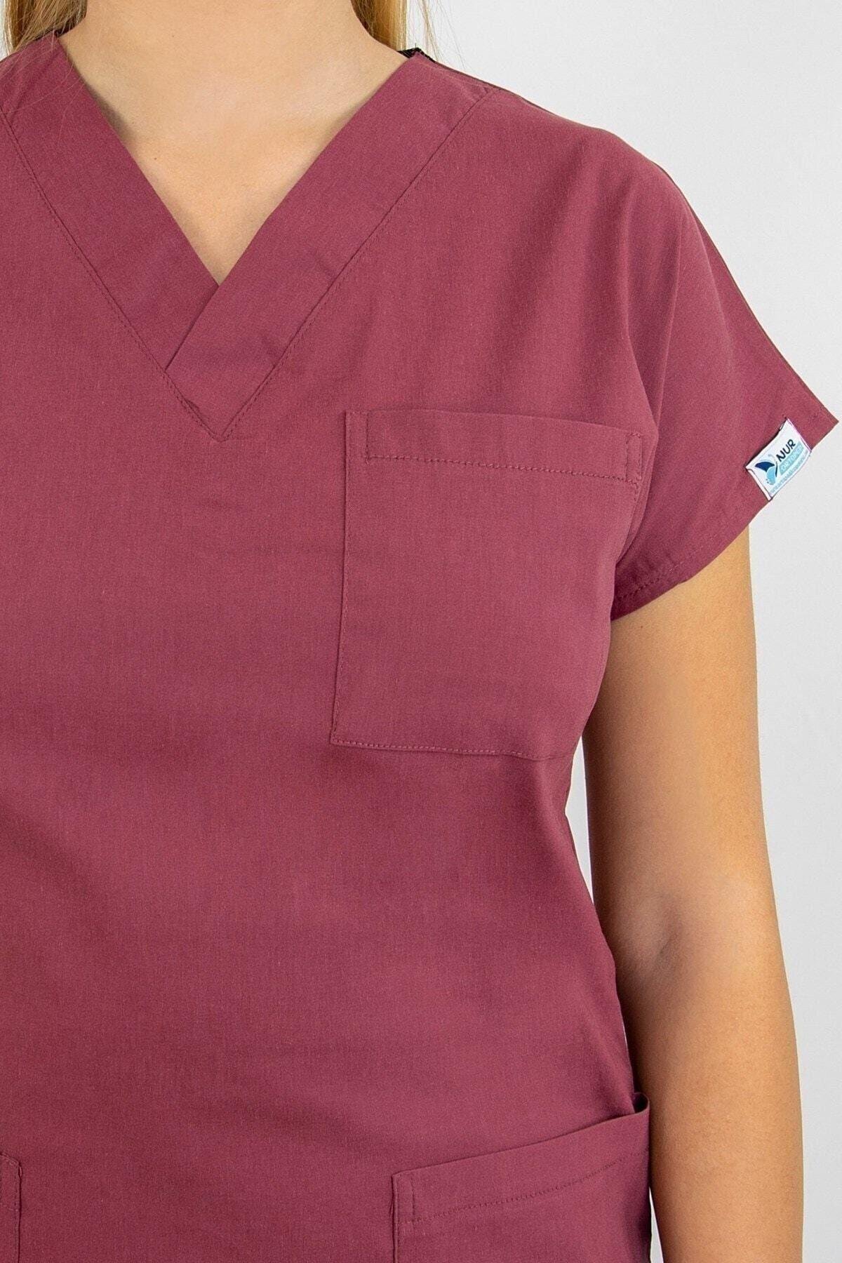 Gül Kurusu Likralı Üst Forma-Nur Medikal Giyim