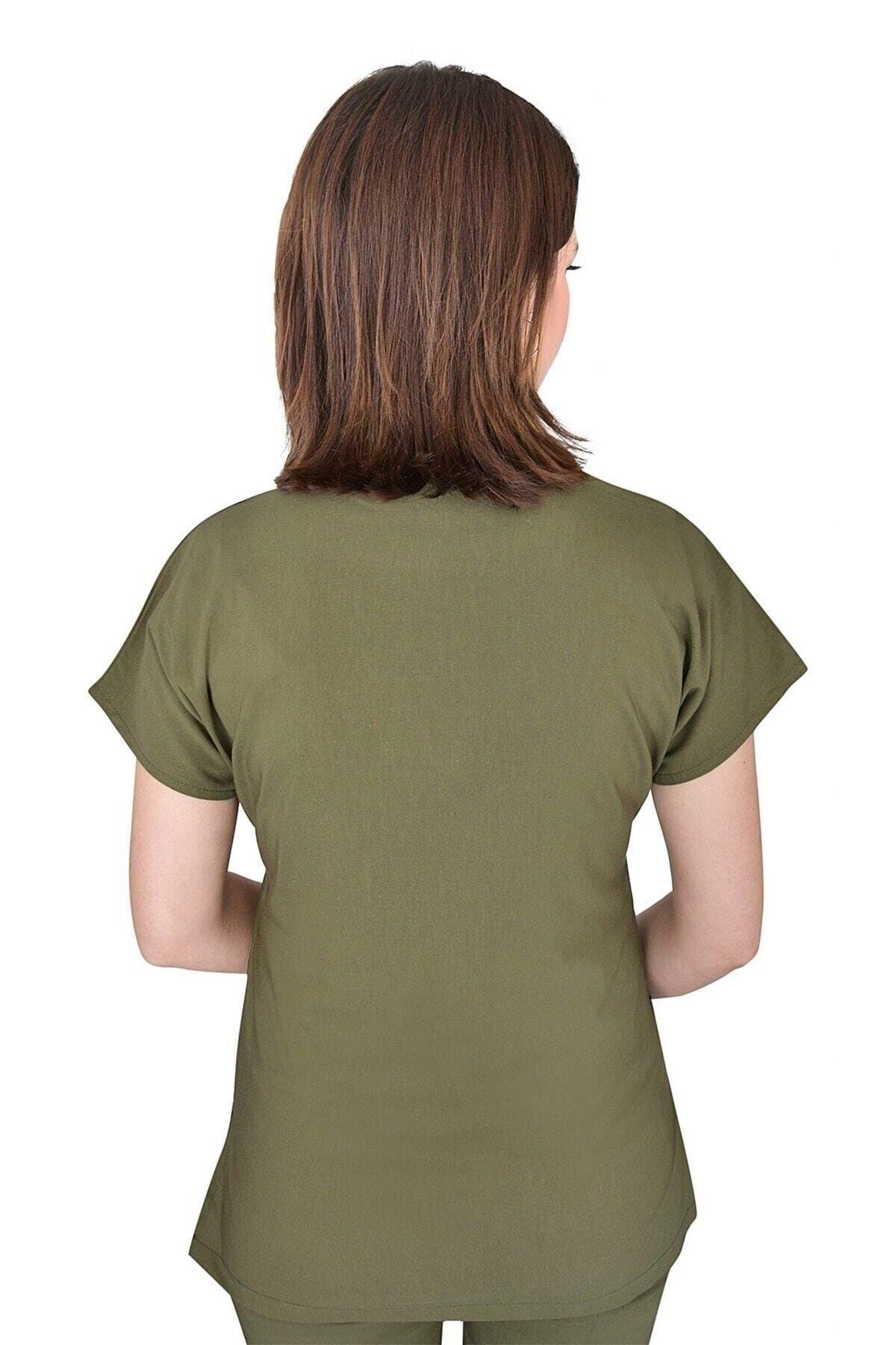 Haki Likralı Üst Forma-Nur Medikal Giyim