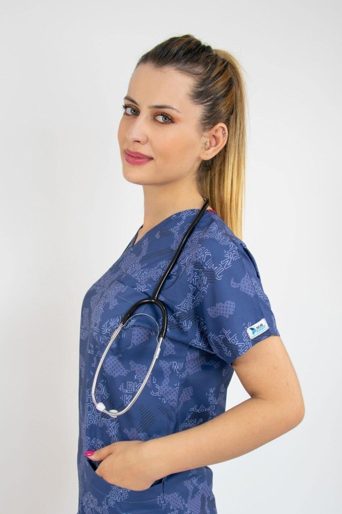 Harita Desen Cerrahi Doktor Hemşire Hastane Aşçı Likralı Forma Alt Üst Takım-Nur Medikal Giyim