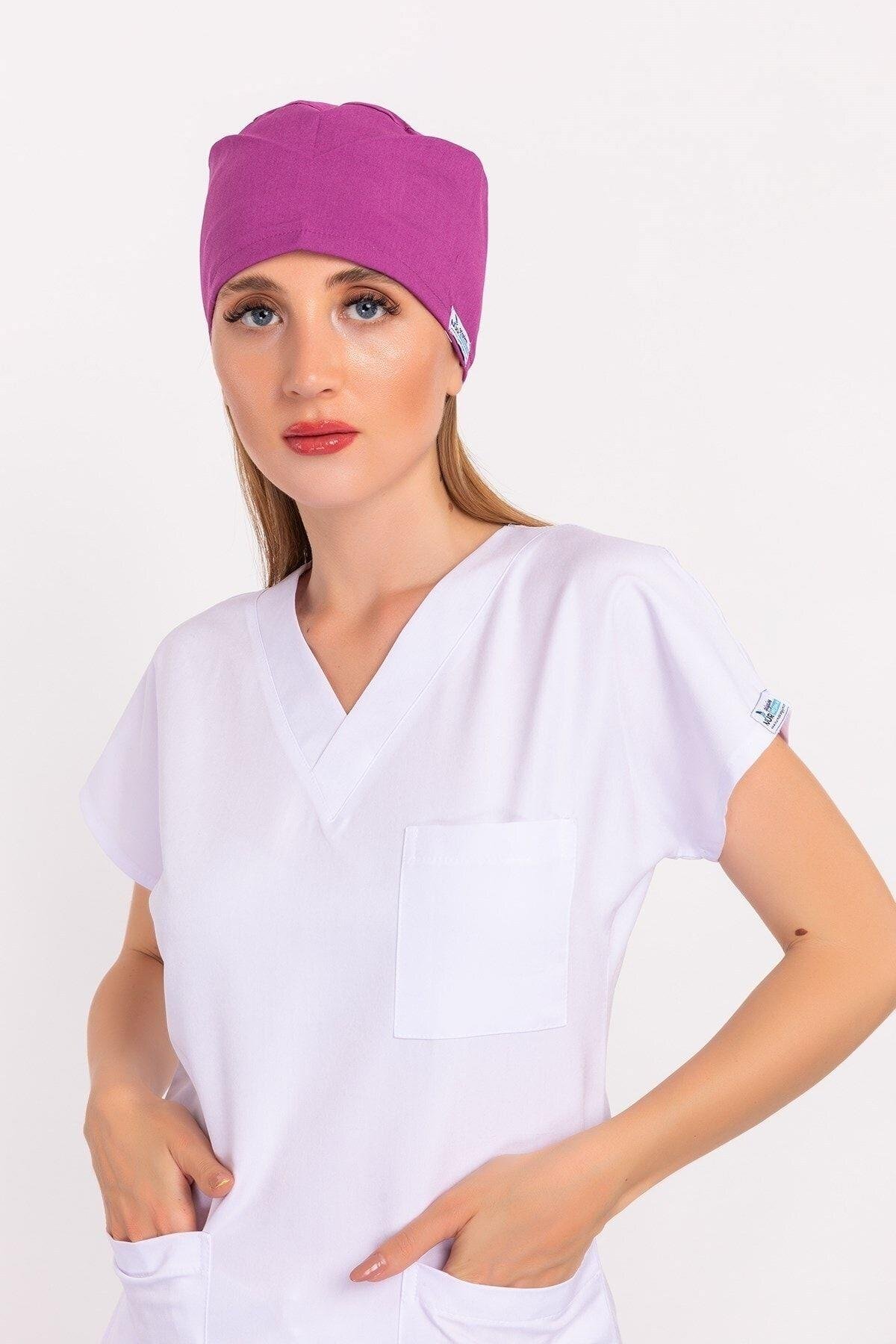 Kadın Açık Mor Cerrahi Hastane Doktor Hemşire Aşçı Bonesi-Nur Medikal Giyim