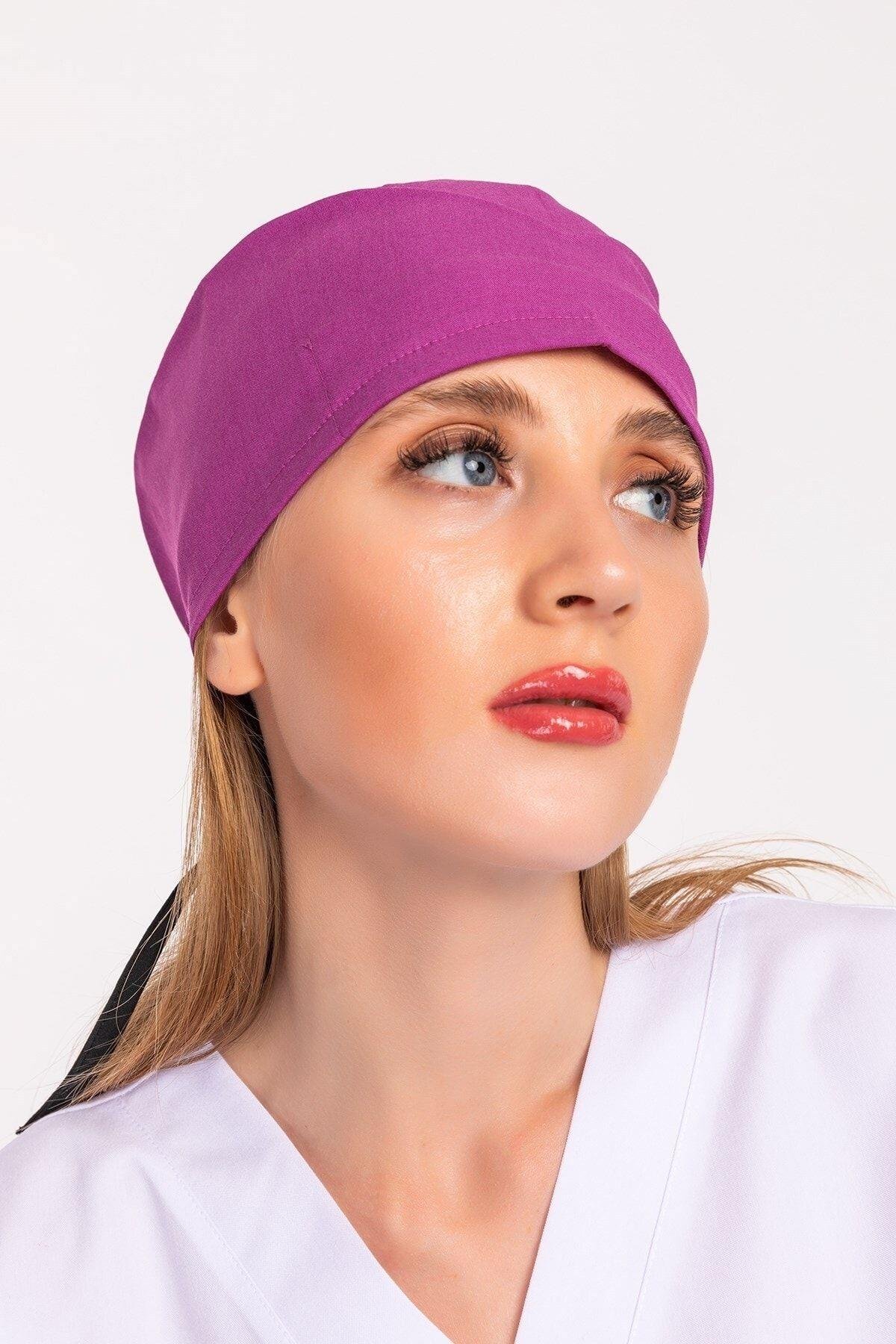 Kadın Açık Mor Cerrahi Hastane Doktor Hemşire Aşçı Bonesi-Nur Medikal Giyim