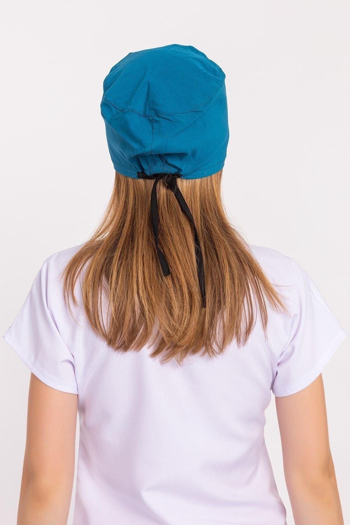 Kadın Açık Petrol Mavi Doktor Hemşire Hastane Aşçı Cerrahi Bone B137-Nur Medikal Giyim