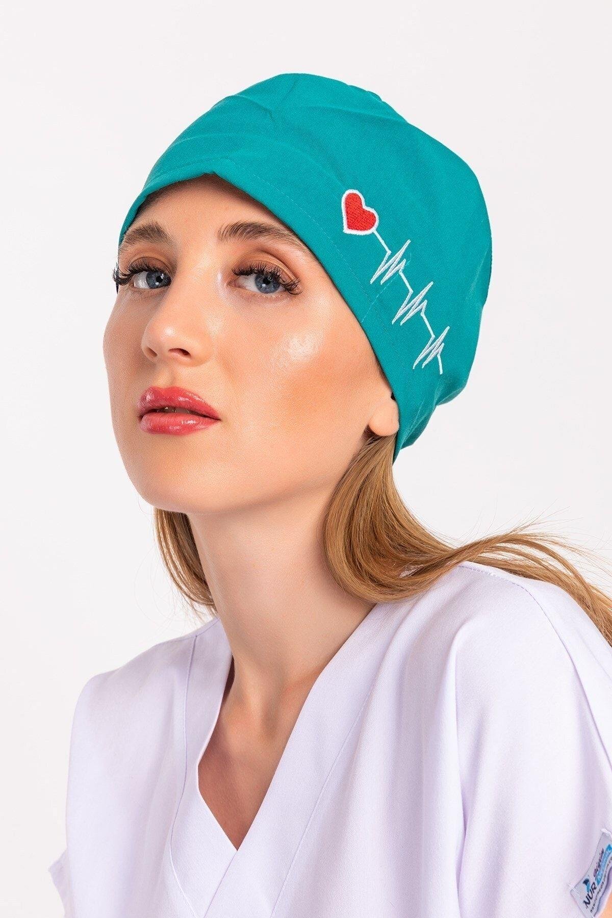 Kadın Ameliyat Yeşili Kalp Ritim Bone-Nur Medikal Giyim