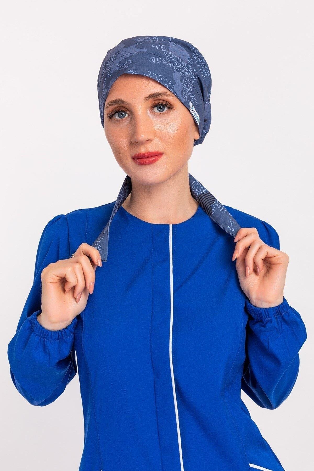 Kadın Harita Desenli Tesettür Doktor Hemşire Hastane Aşçı Cerrahi Bone-Nur Medikal Giyim