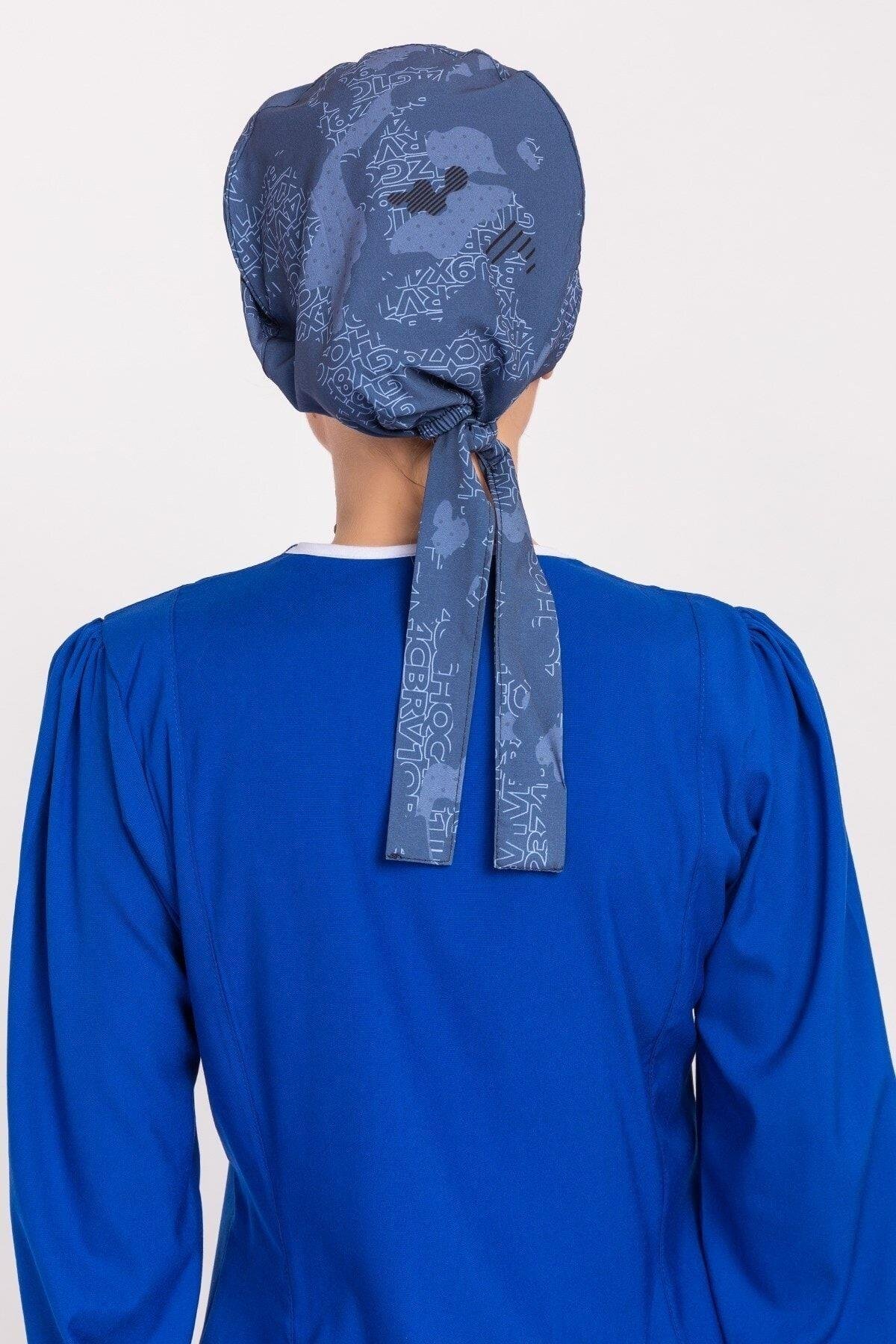 Kadın Harita Desenli Tesettür Doktor Hemşire Hastane Aşçı Cerrahi Bone-Nur Medikal Giyim