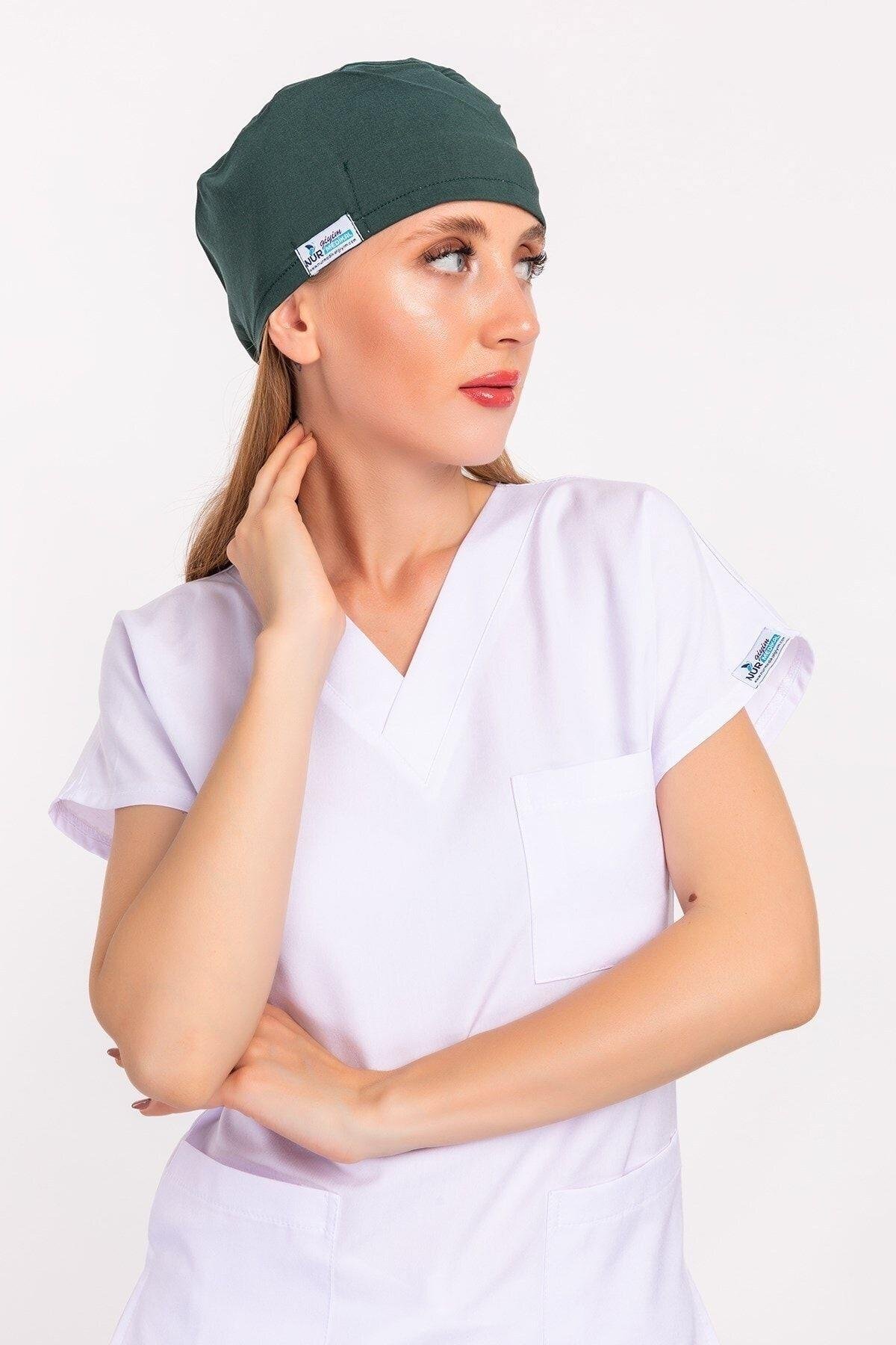 Kadın Ördek Başı Yeşili Kalp Ritim Işlemeli Cerrahi Bone-Nur Medikal Giyim