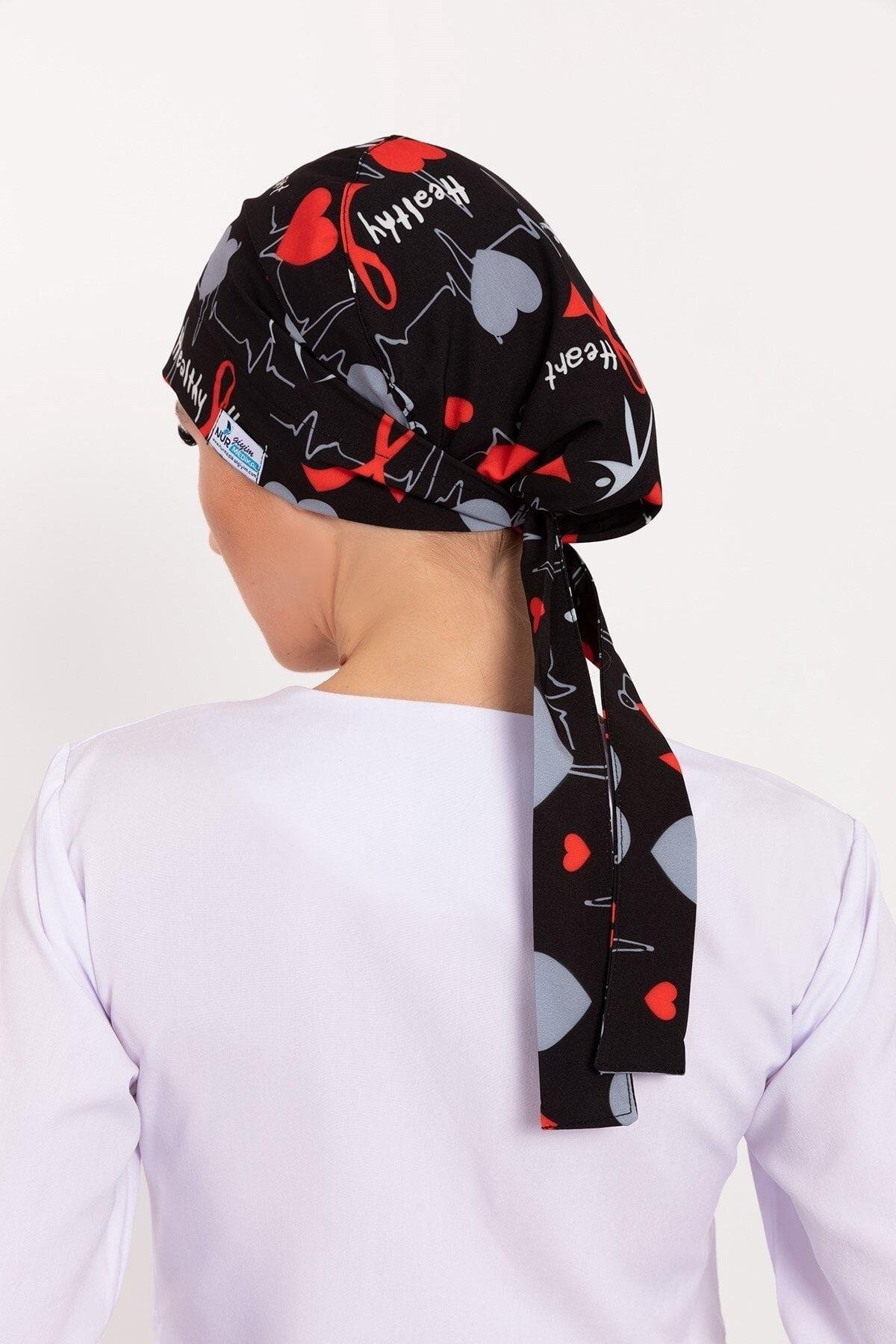 Kadın Sağlıklı Kalp Desenli Tesettür Doktor Cerrah Hemşire Hastane Cerrahi Bone-Nur Medikal Giyim