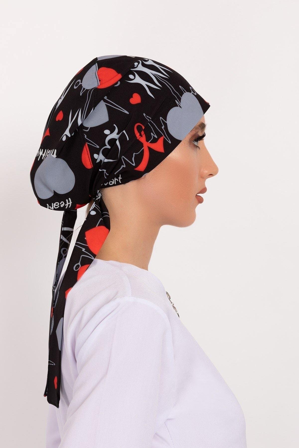 Kadın Sağlıklı Kalp Desenli Tesettür Doktor Cerrah Hemşire Hastane Cerrahi Bone-Nur Medikal Giyim