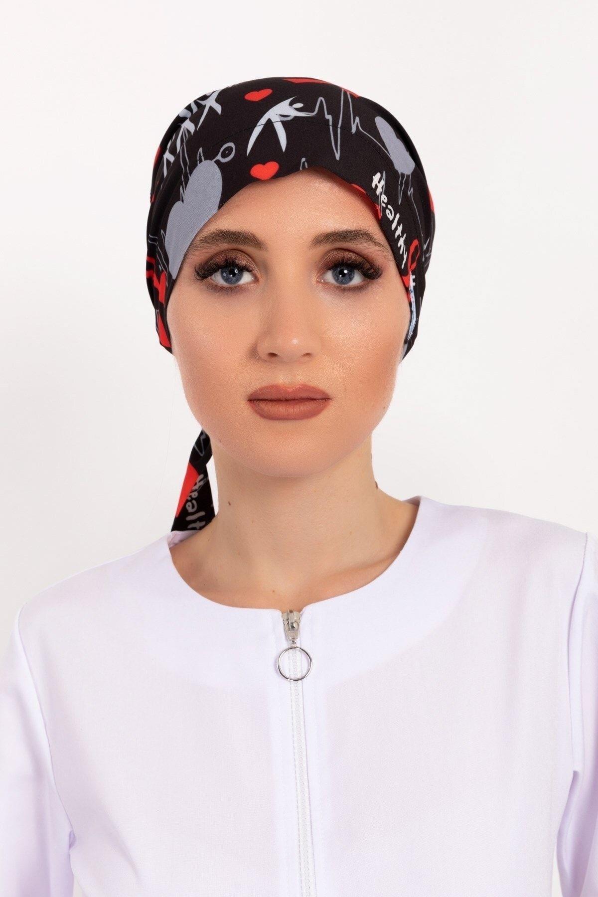 Kadın Sağlıklı Kalp Desenli Tesettür Doktor Cerrah Hemşire Hastane Cerrahi Bone-Nur Medikal Giyim