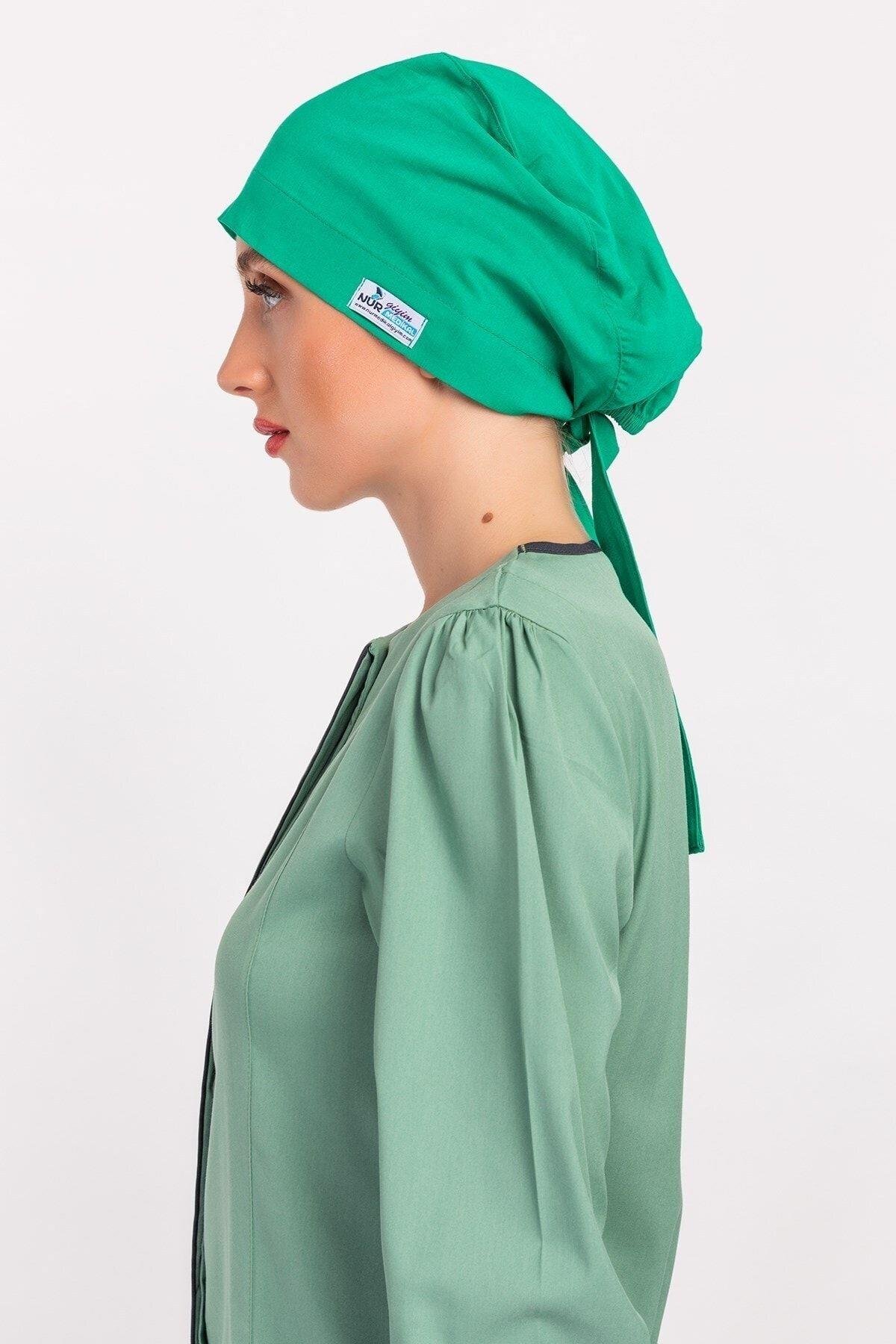 Kadın Tesettür Cerrahi Bonesi - Yaprak Yeşili-Nur Medikal Giyim