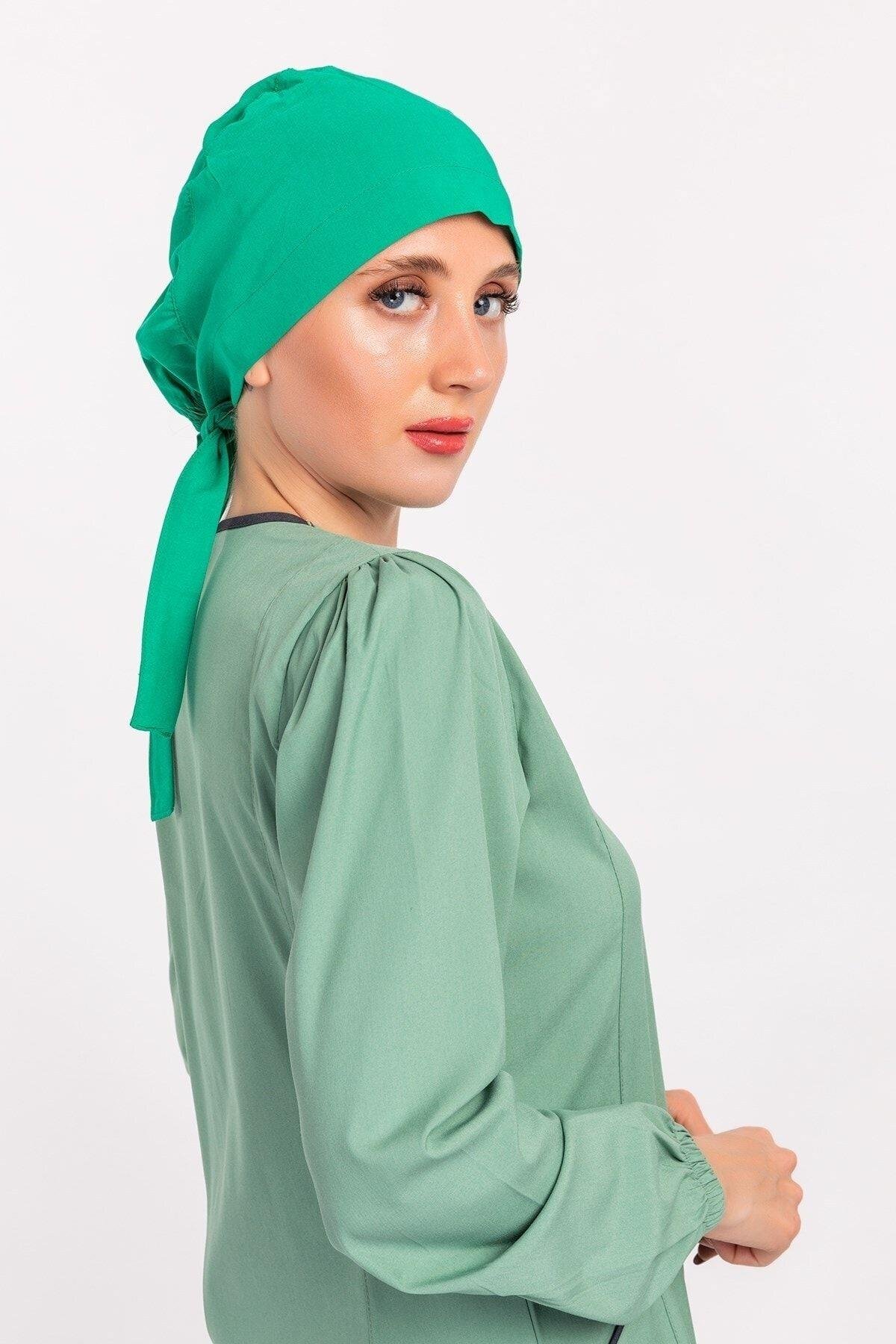 Kadın Tesettür Cerrahi Bonesi - Yaprak Yeşili-Nur Medikal Giyim