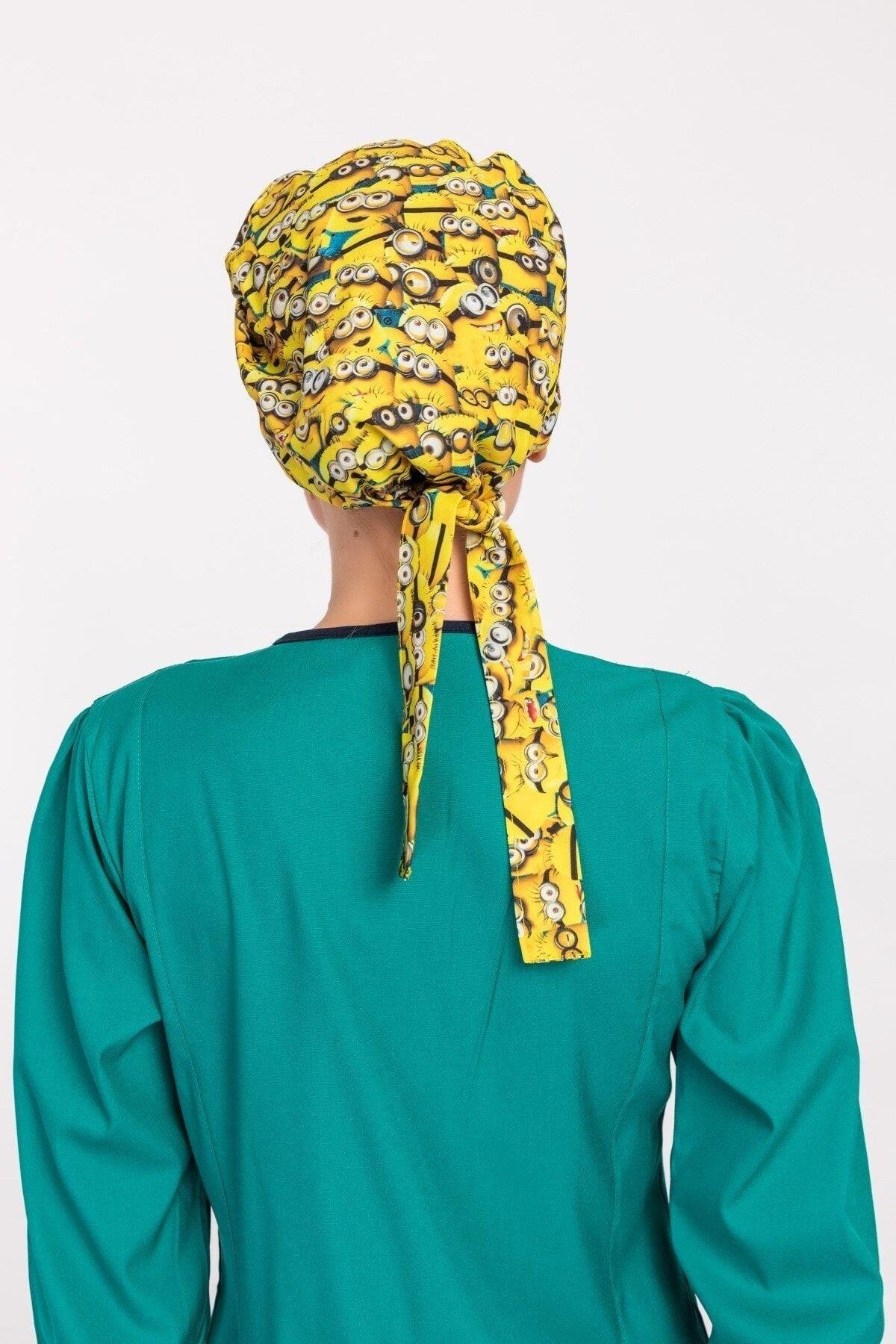 Kadın Tesettür Desenli Bone - Minyonlar-Nur Medikal Giyim