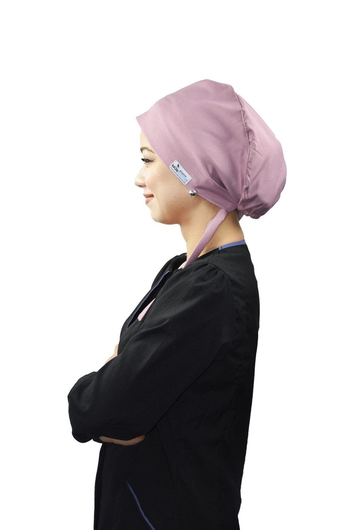 Kadın Tesettür Koyu Pudra Doktor Hemşire Aşçı Cerrahi Hastane Bonesi-Nur Ortopedi