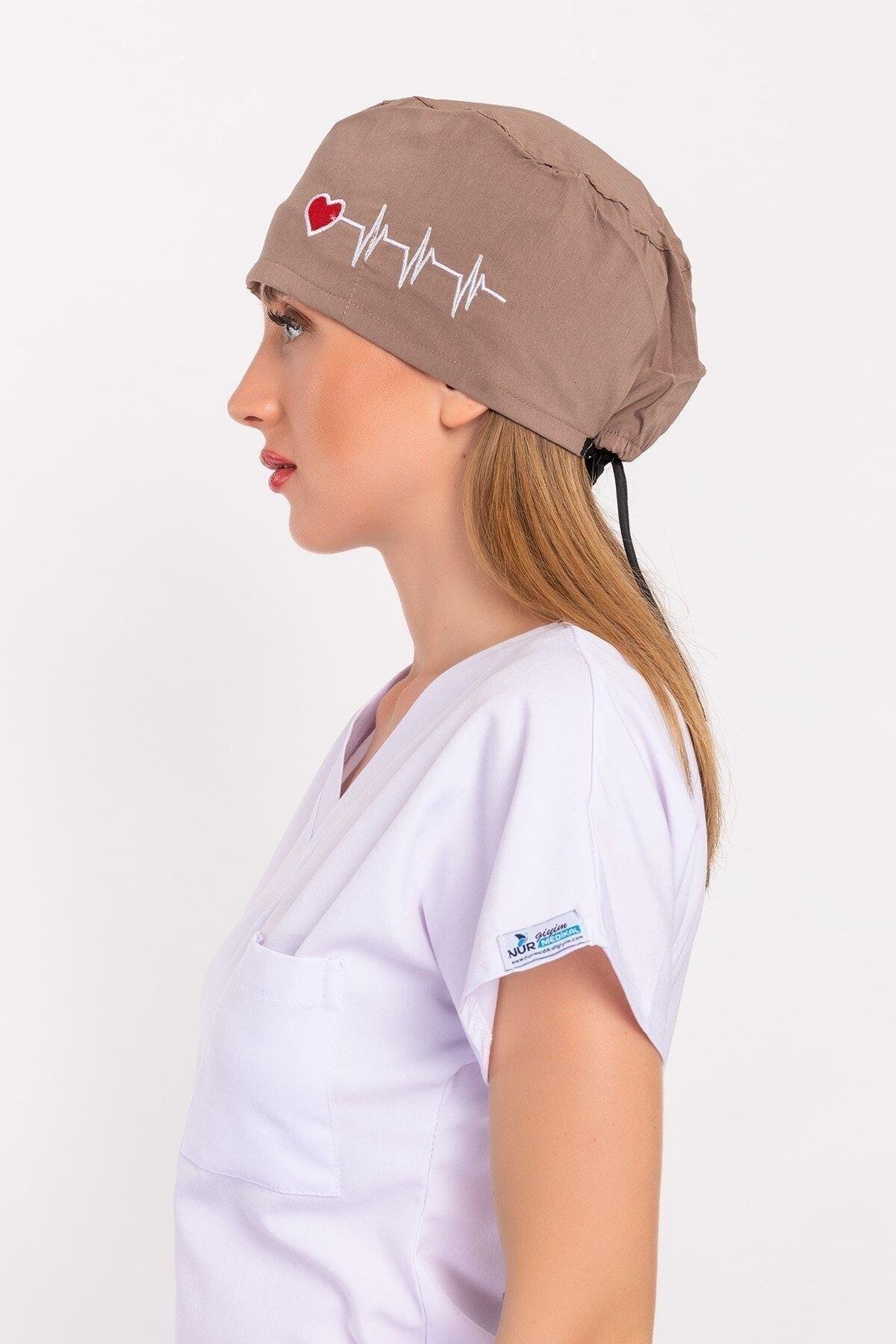 Kadın Vizon Kalp Ritim Doktor Hemşire Hastane Medikal Cerrahi Bone B173-Nur Medikal Giyim
