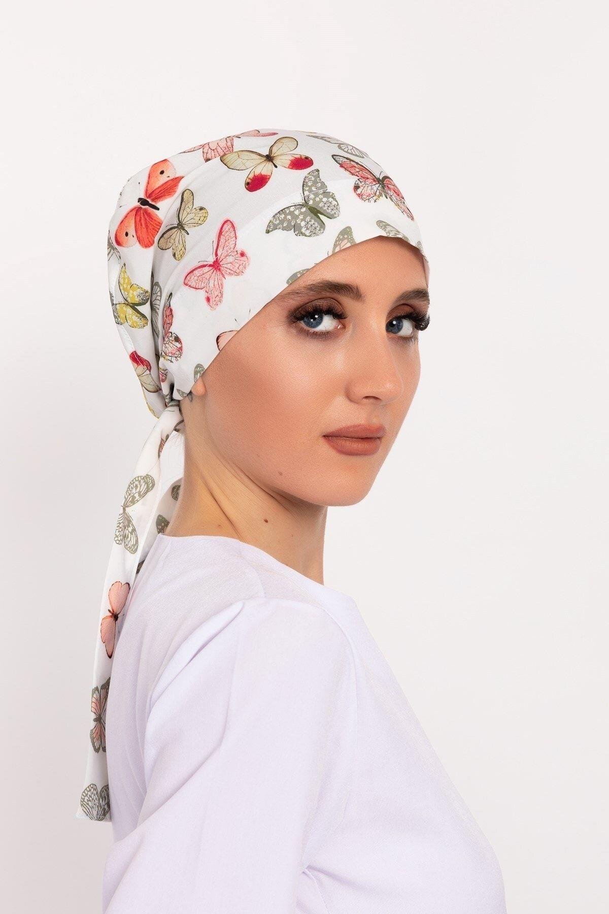 Kadın Yeşil Kelebek Desenli Tesettür Doktor Hemşire Hastane Aşçı Cerrahi Bone-Nur Medikal Giyim