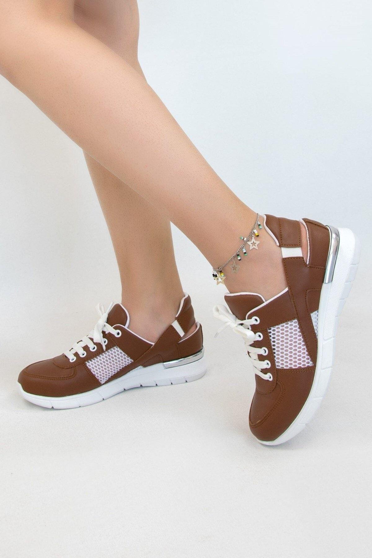 Kahverengi Lastikli-fileli Ortopedik Spor Sandalet-Nur Ortopedi