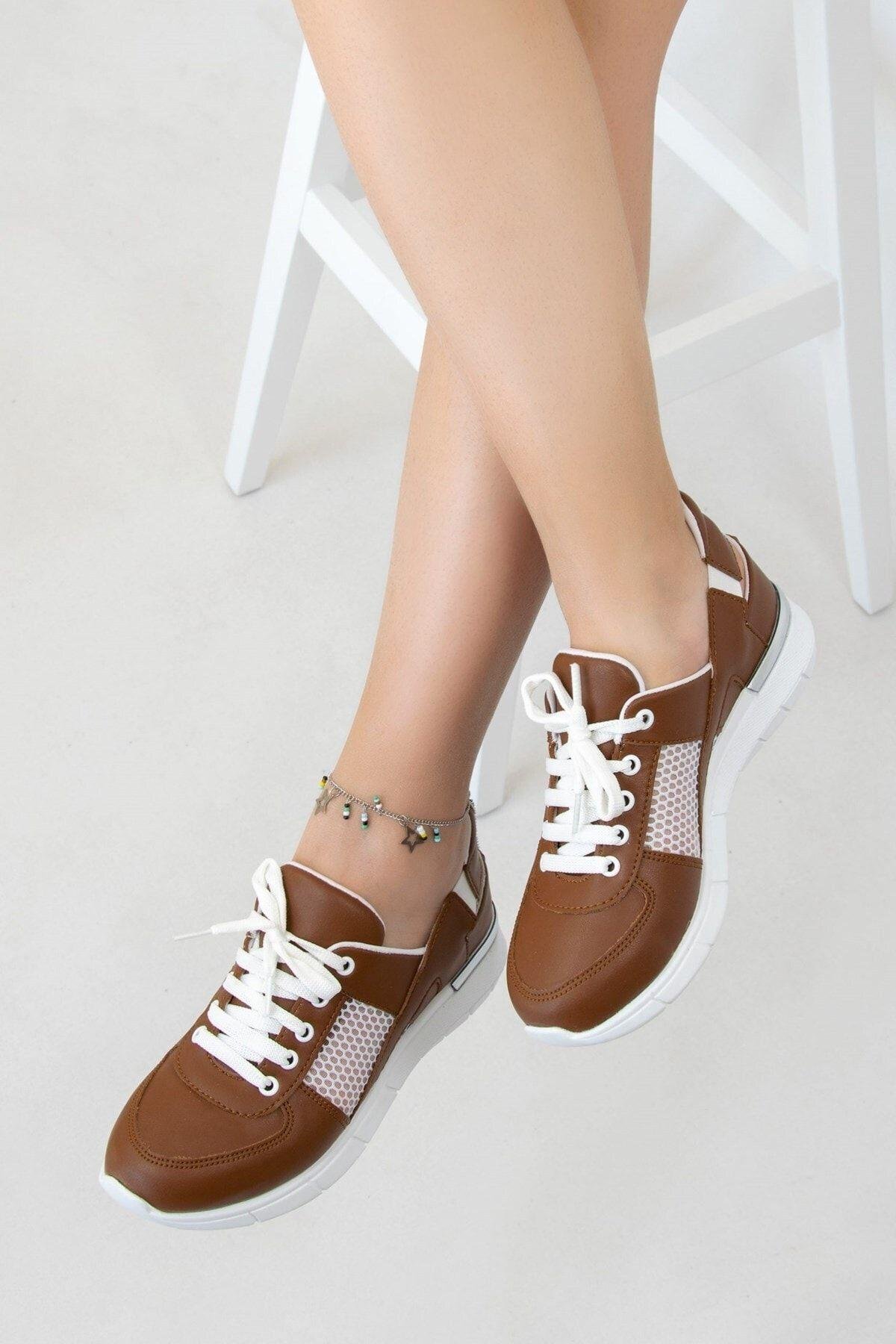 Kahverengi Lastikli-fileli Ortopedik Spor Sandalet-Nur Ortopedi