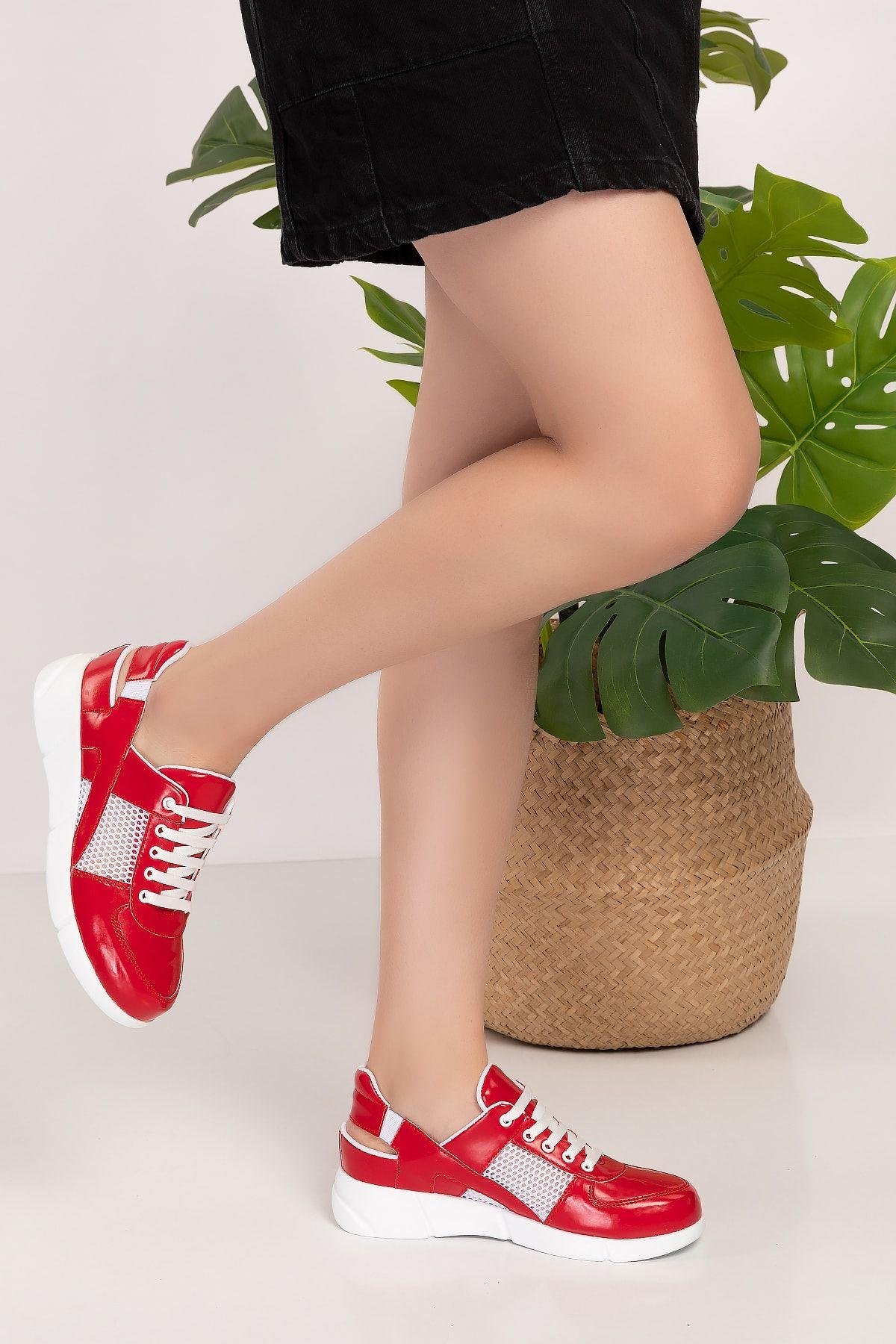 Kırmızı Renk Ortopedik Spor Sandalet-Nur Ortopedi