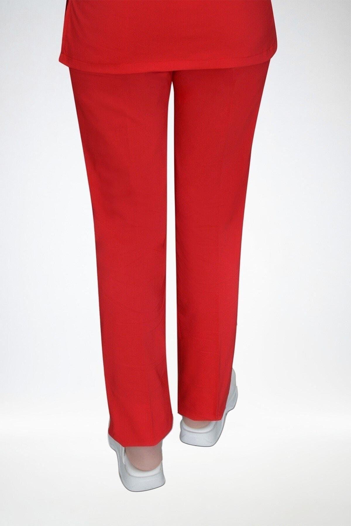 Kırmızı Terikoton Tek Alt Pantolon-Nur Medikal Giyim