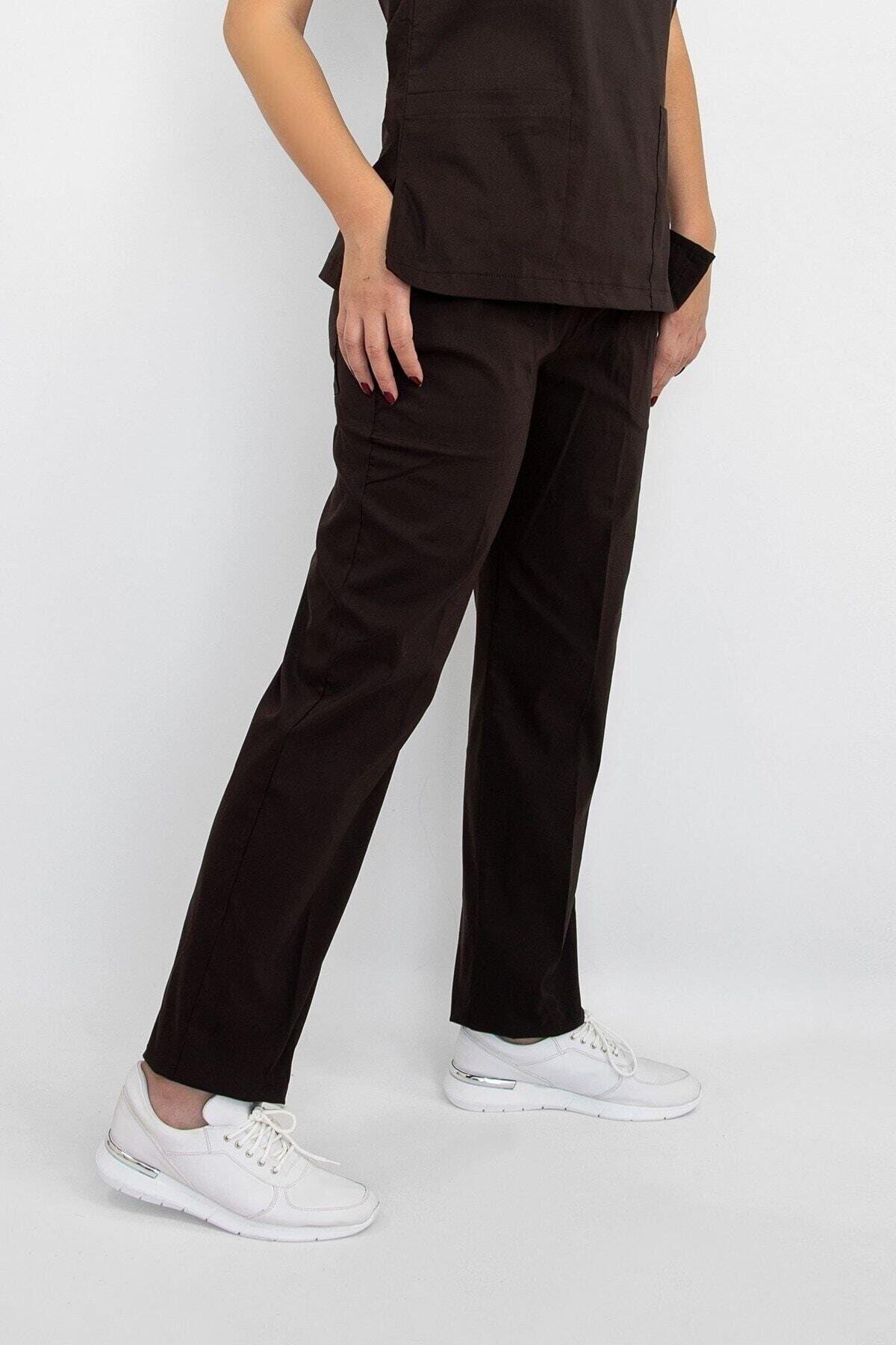 Koyu Kahverengi Likralı Pantolon-Nur Medikal Giyim