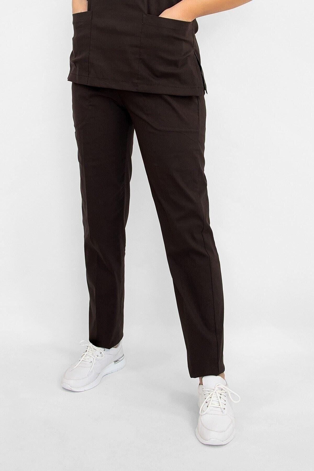 Koyu Kahverengi Likralı Pantolon-Nur Medikal Giyim