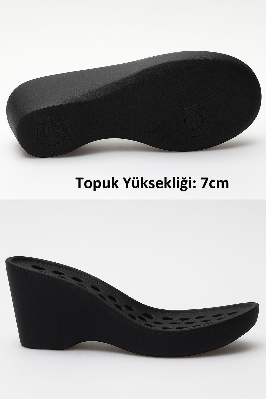 Lacivert Delikli Dolgu Topuklu Kadın Sabo Ortopedik Hemşire Doktor Aşçı Günlük Terlik-Nur Ortopedi