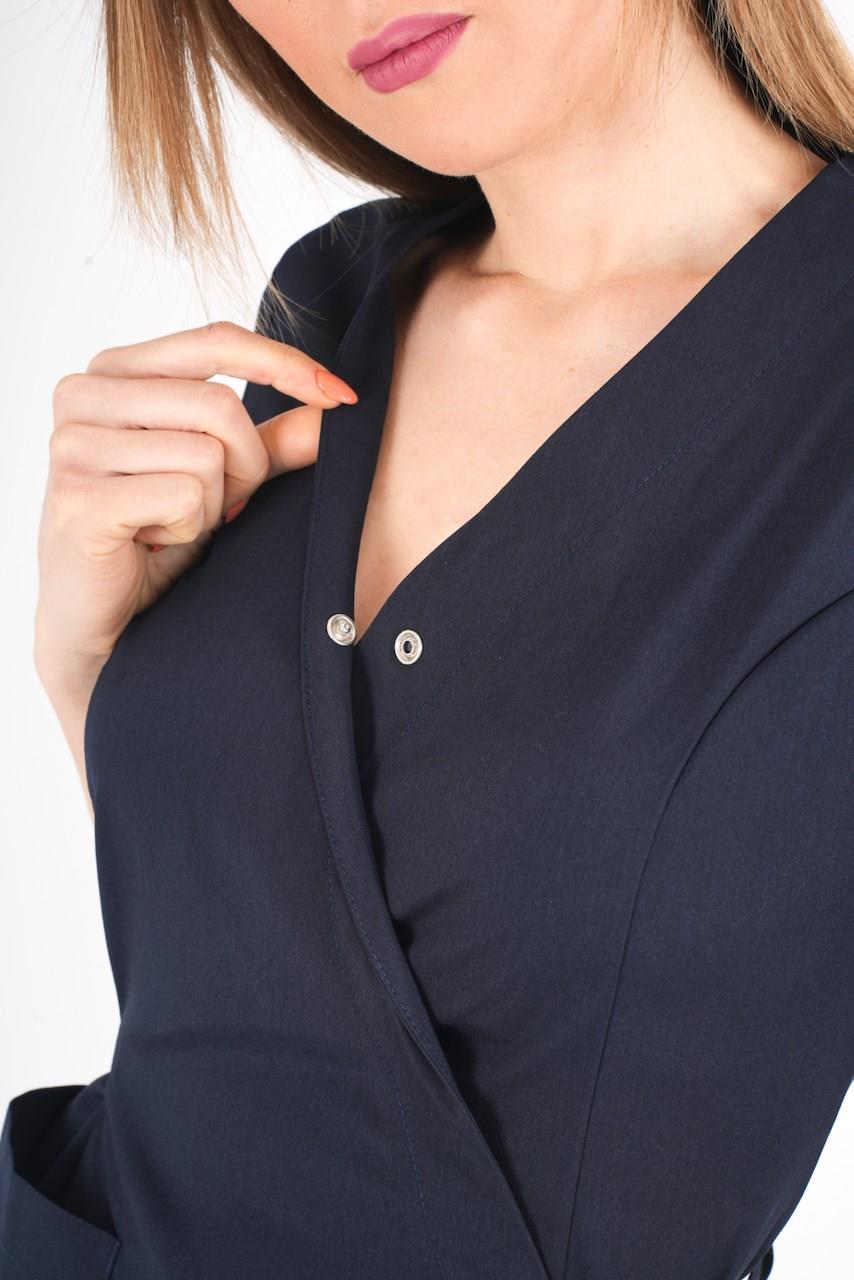 Lacivert Elegant Model Cerrahi Üniforma Belden Bağlamalı Scrubs Takım-Nur Medikal Giyim