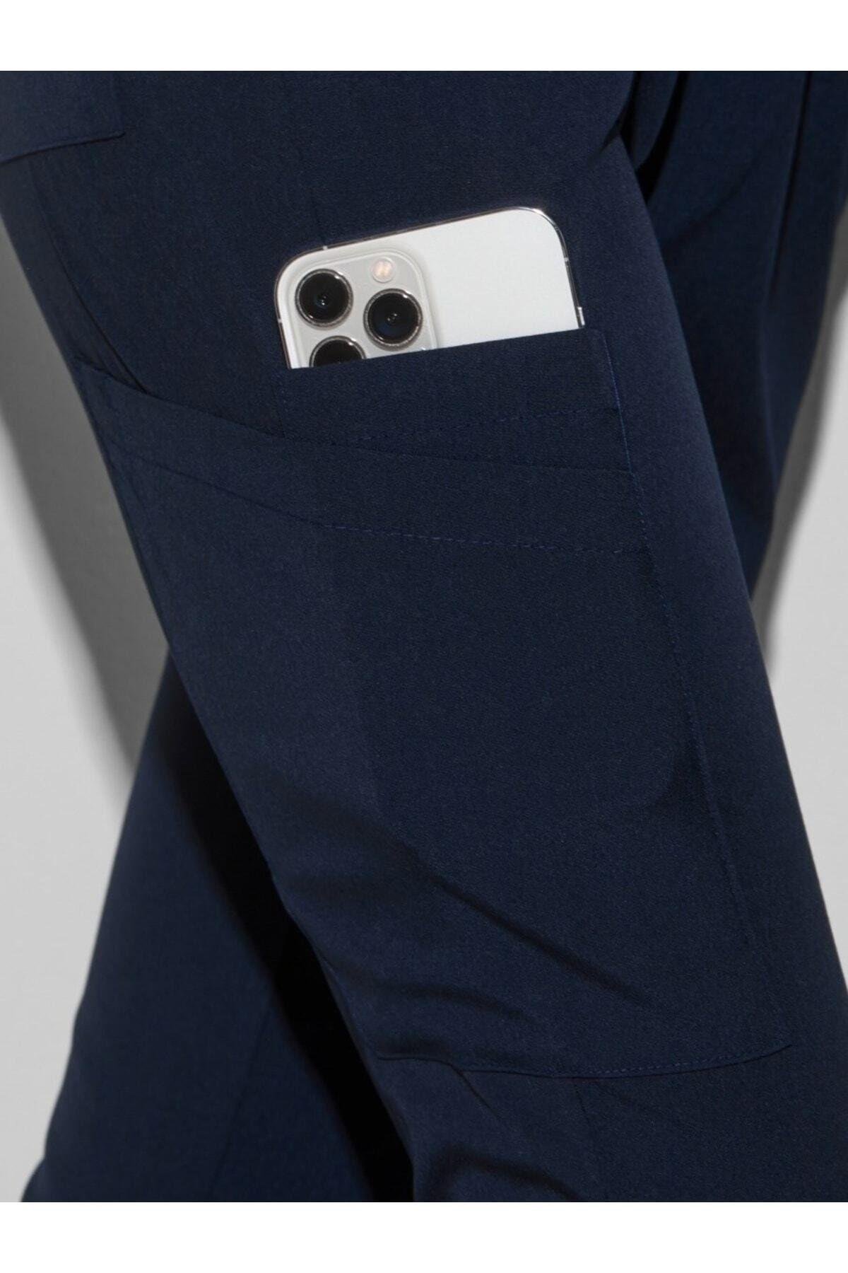 Lacivert Likralı Jogger Alt Üst Takım-Nur Medikal Giyim