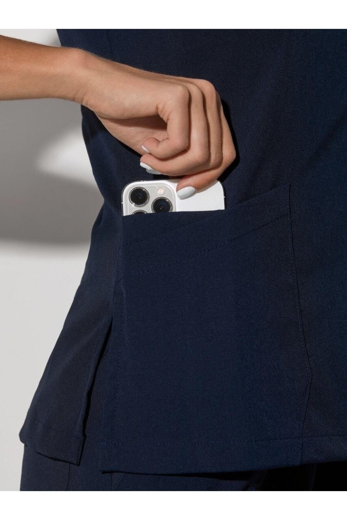 Lacivert Likralı Jogger Alt Üst Takım-Nur Medikal Giyim