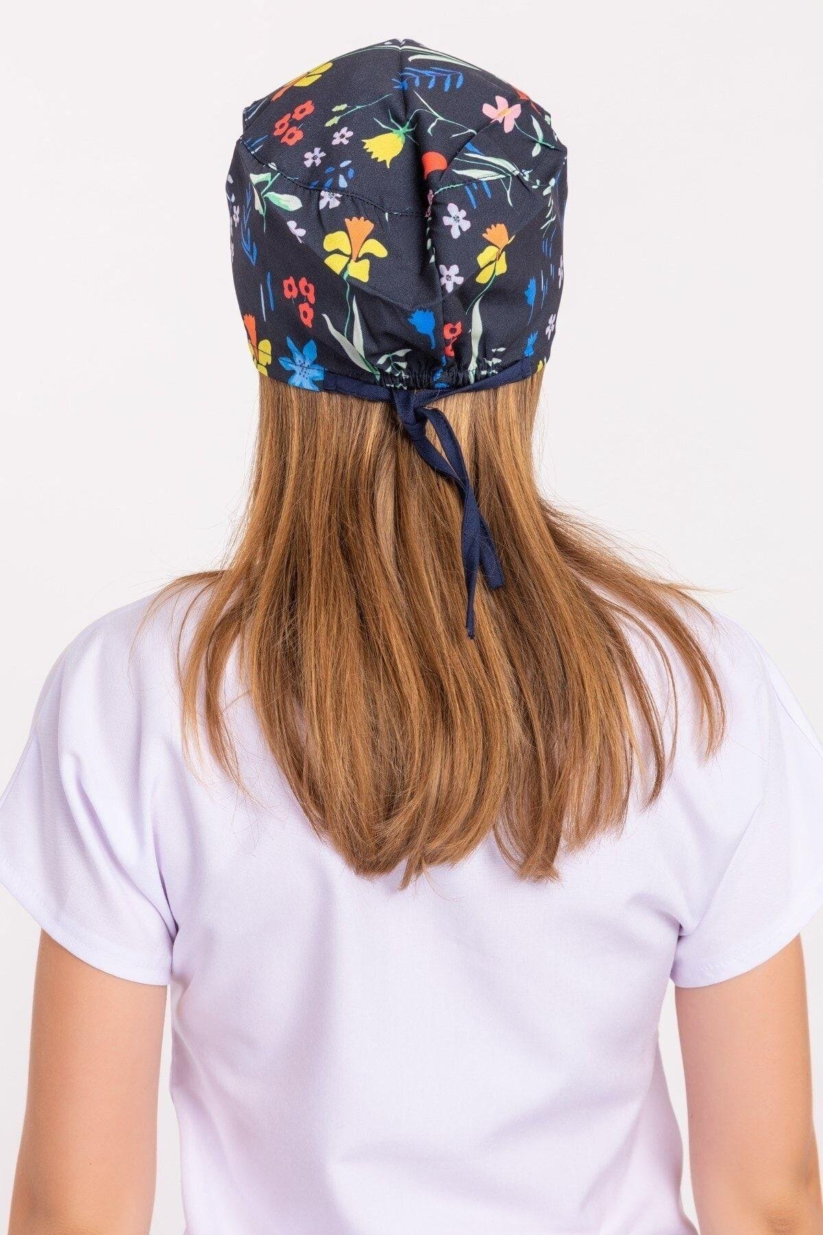 Lale Desenli Doktor Hemşire Hastane Medikal Cerrahi Bone B150-Nur Medikal Giyim