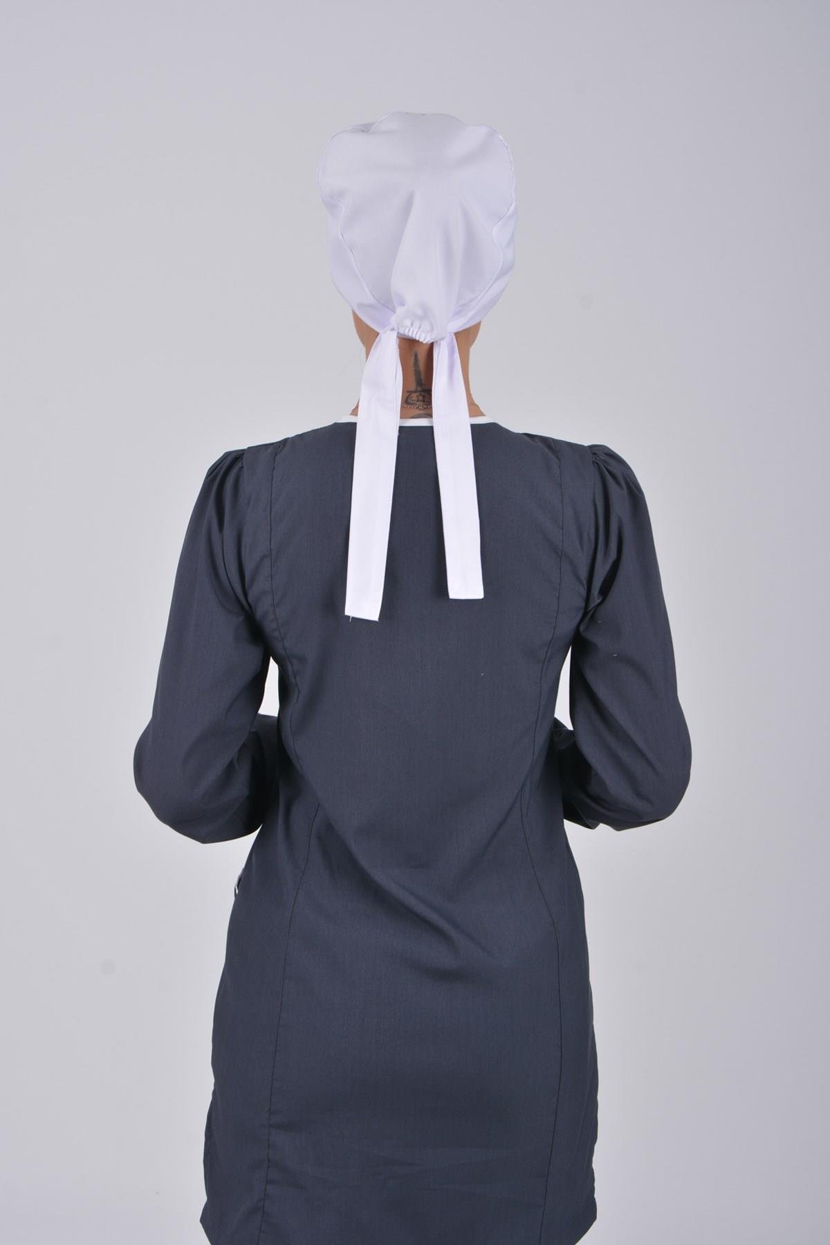 Lina Model Antrasit Gri Soft Likra Tesettür Doktor Üniforma Takımı-Nur Medikal Giyim