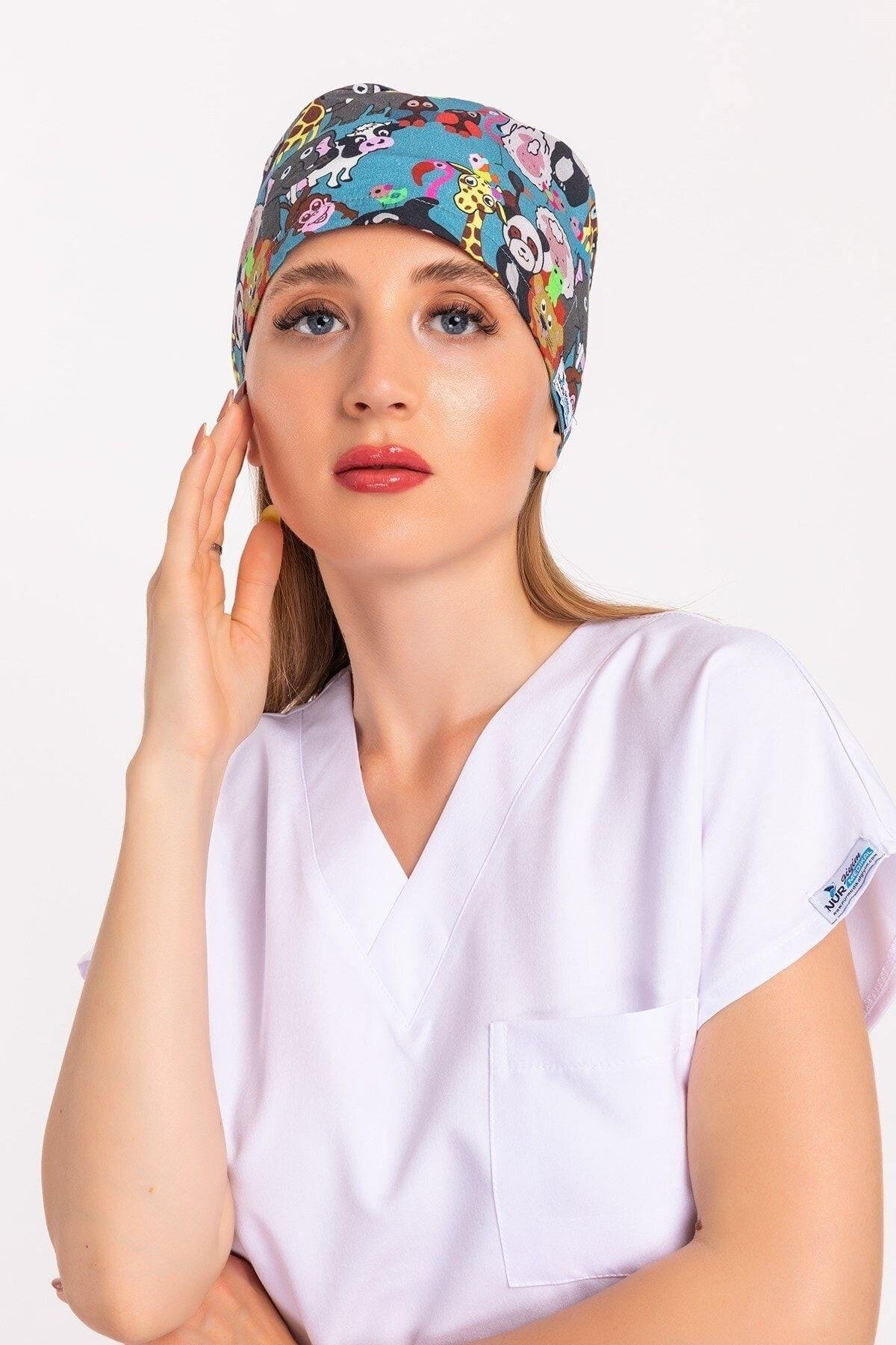 Master Likra Hayvanat Bahçesi Desenli Doktor Hemşire Hastane Cerrahi Bone-Nur Medikal Giyim