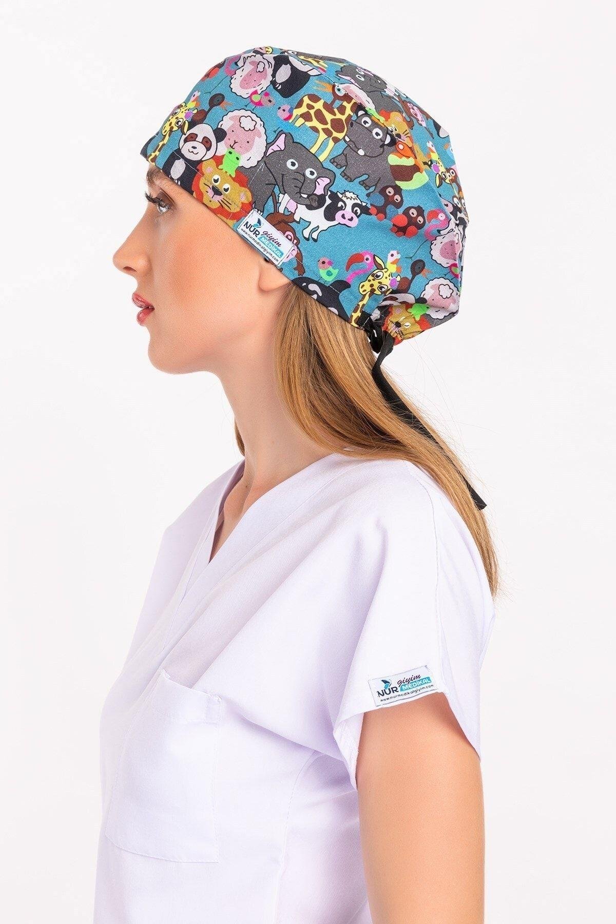 Master Likra Hayvanat Bahçesi Desenli Doktor Hemşire Hastane Cerrahi Bone-Nur Medikal Giyim