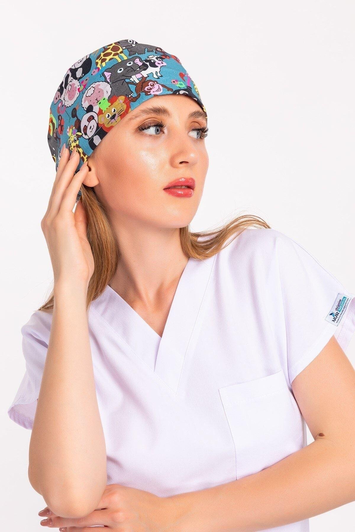 Master Likra Hayvanat Bahçesi Desenli Doktor Hemşire Hastane Cerrahi Bone-Nur Medikal Giyim